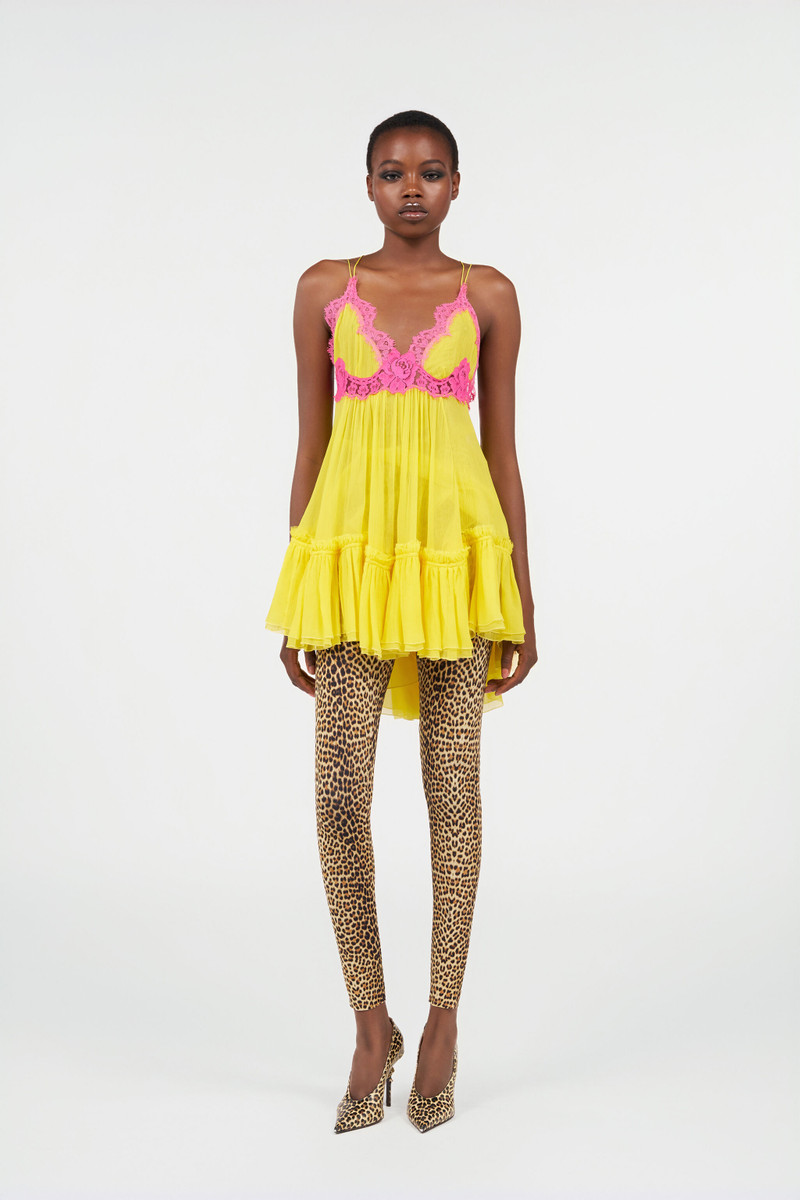 Roberto Cavalli Chiffon Dress with Lace Detail outlook