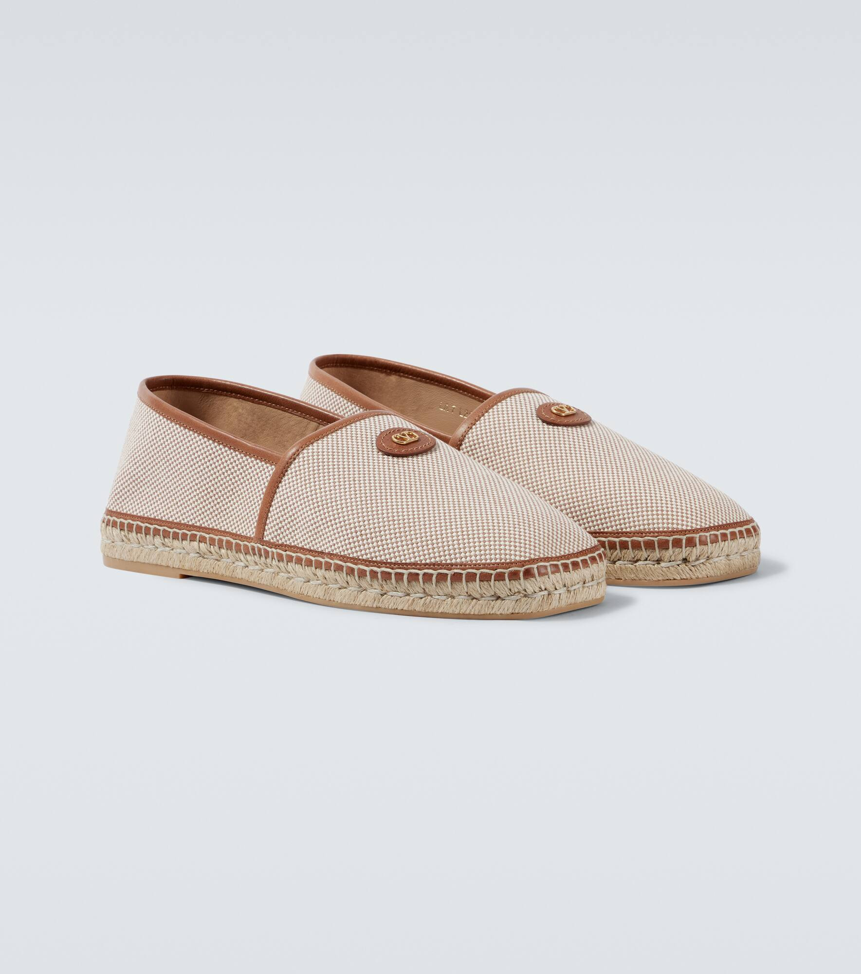 VLogo leather-trimmed canvas espadrilles - 5