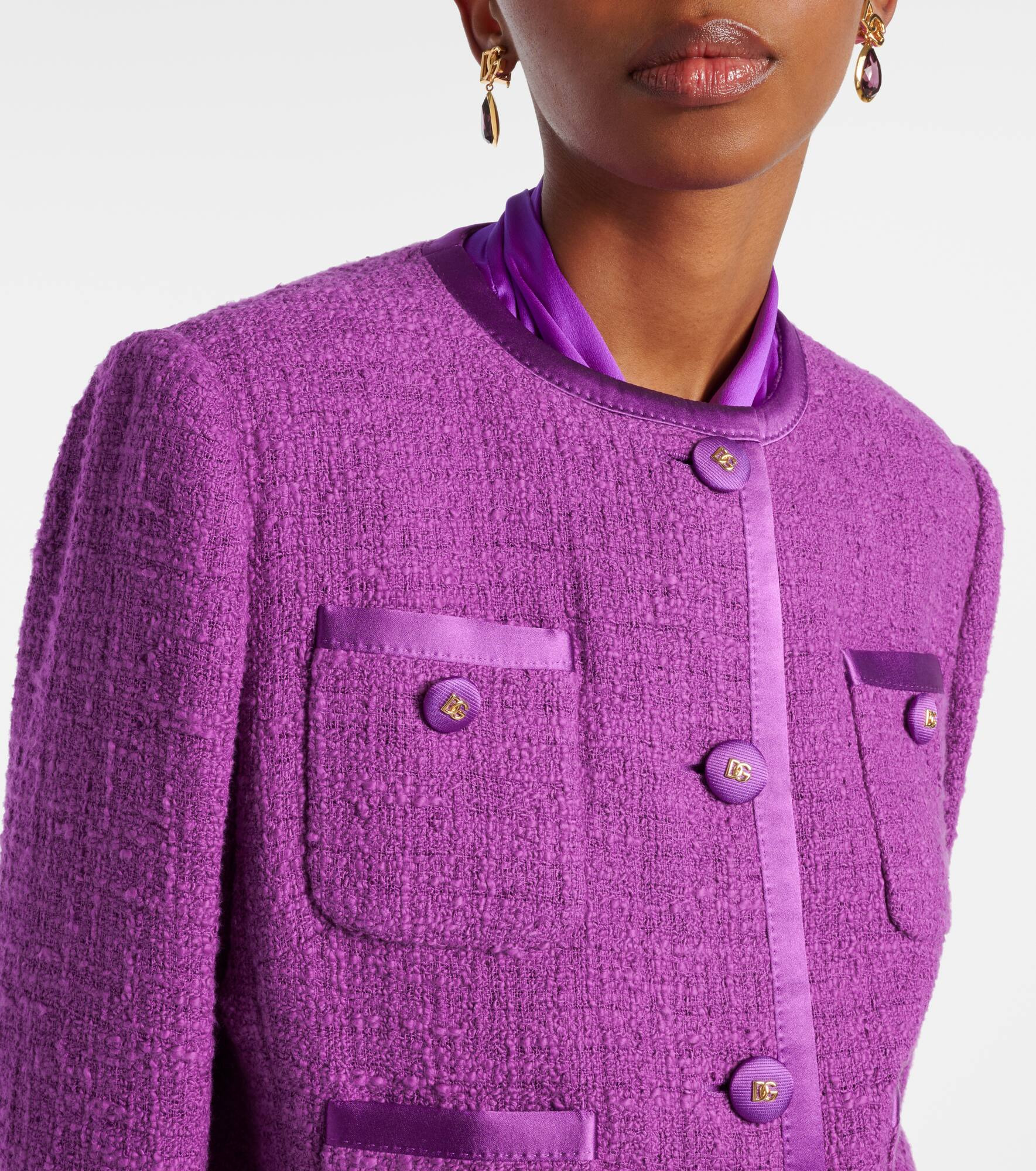 Cotton and silk-blend tweed jacket - 4