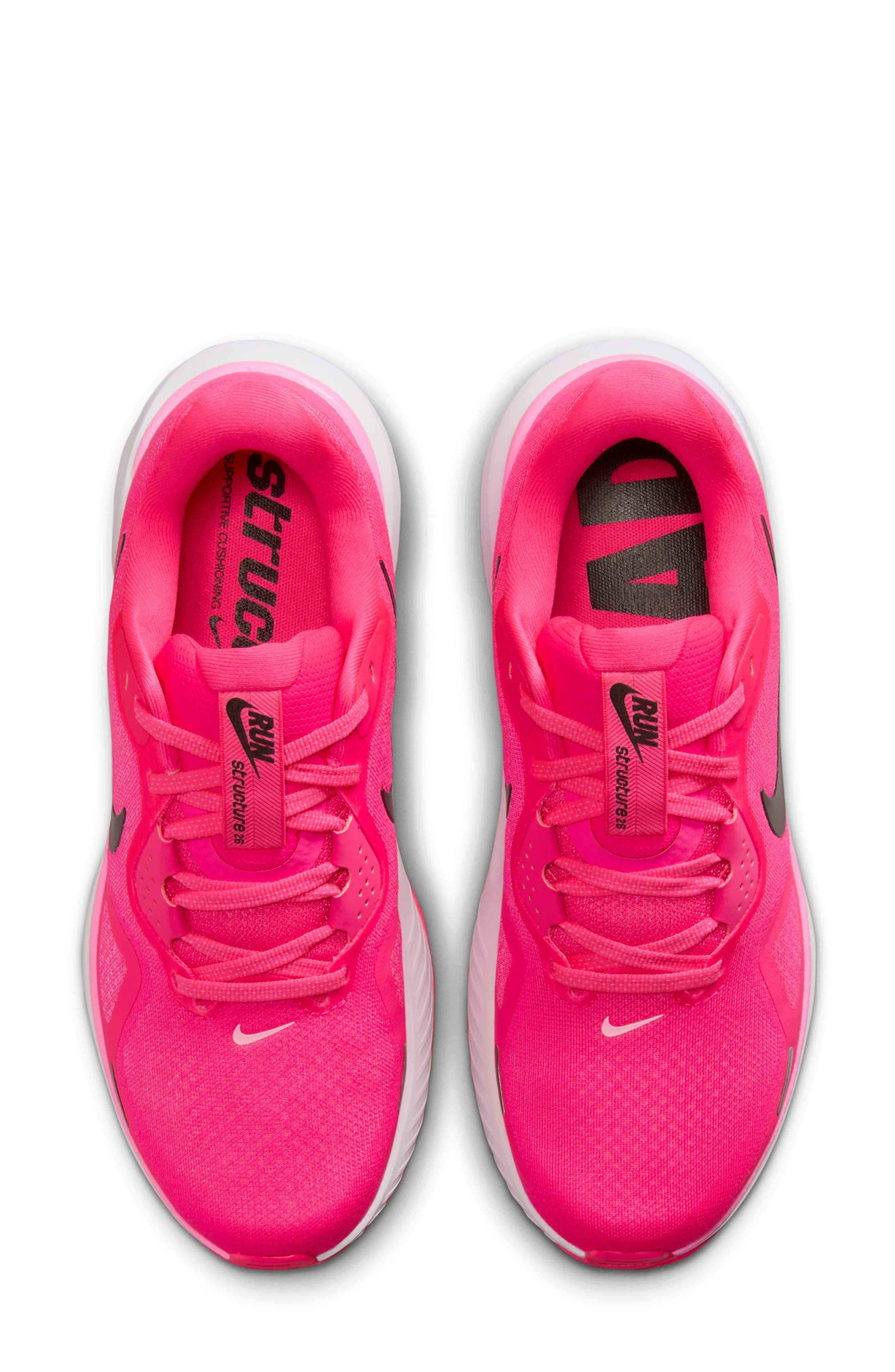 Nike Structure 26 Running Shoe in Hyper Pink/Black/Pink/White at Nordstrom - 3