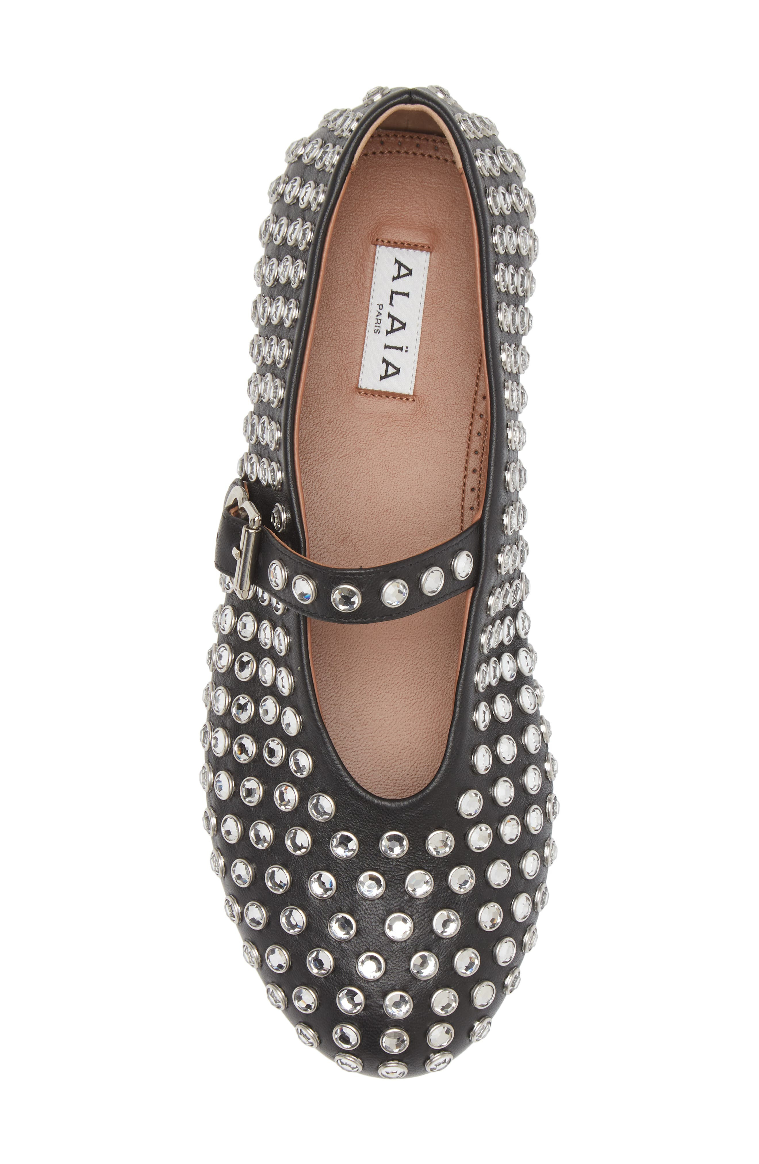 Alaïa Rhinestone Ballet Flat in Noir-999 at Nordstrom - 5
