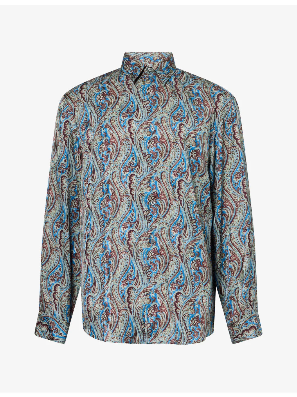 Caper Paisley Long-Sleeve Satin Shirt - 1