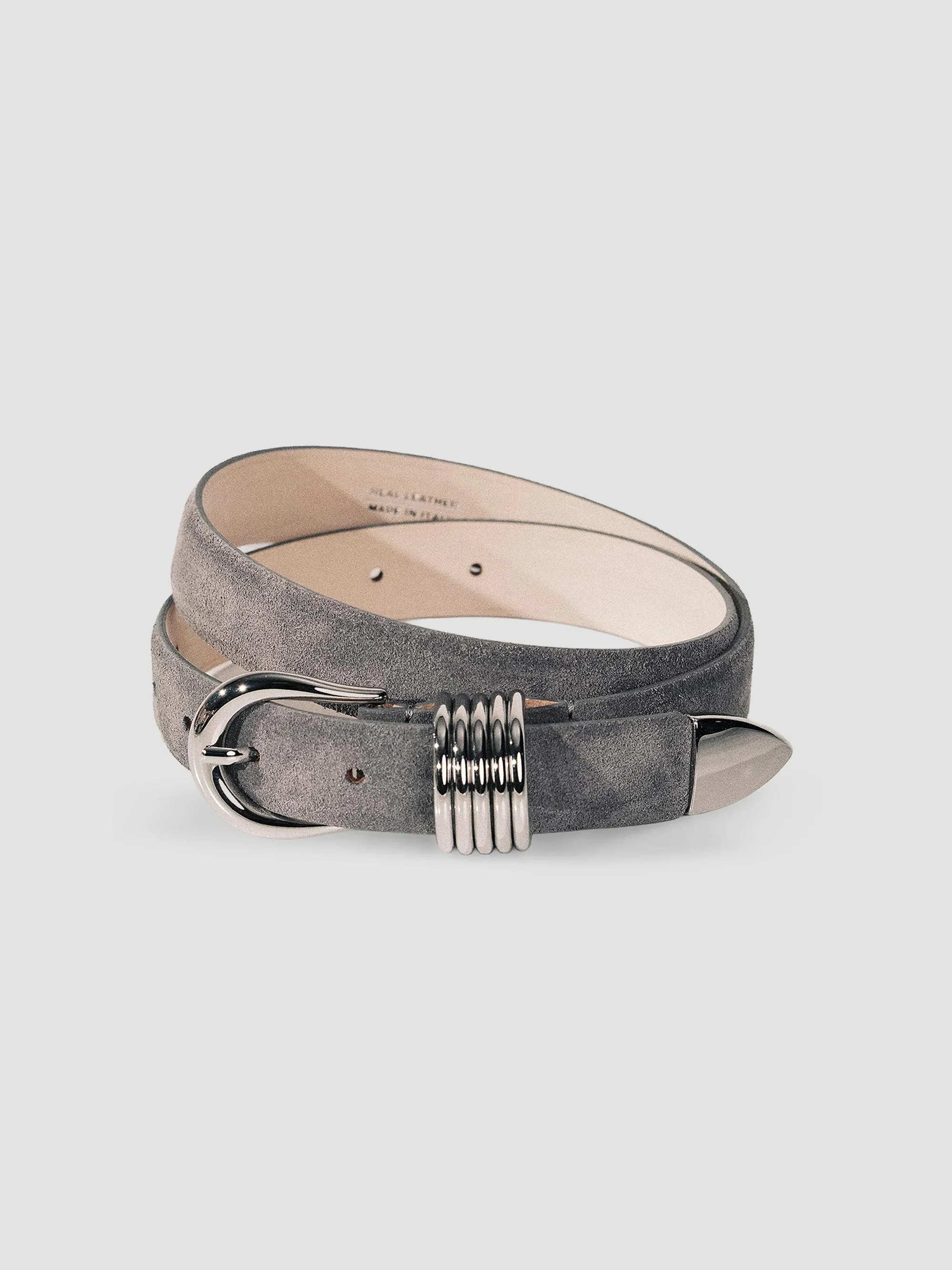 Women's Hollyhock Suede D-Ring Belt - Fog Suede Silver - 1