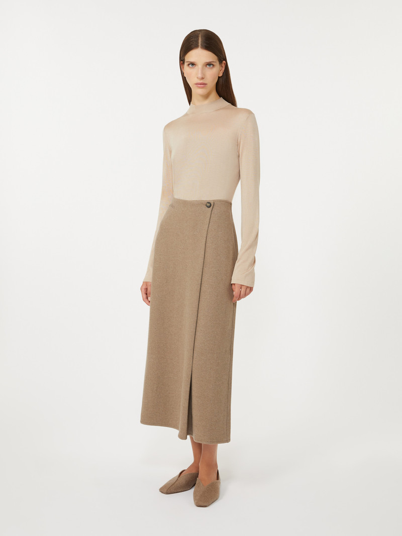 Max Mara RENIER Stretch cashmere flannel skirt outlook