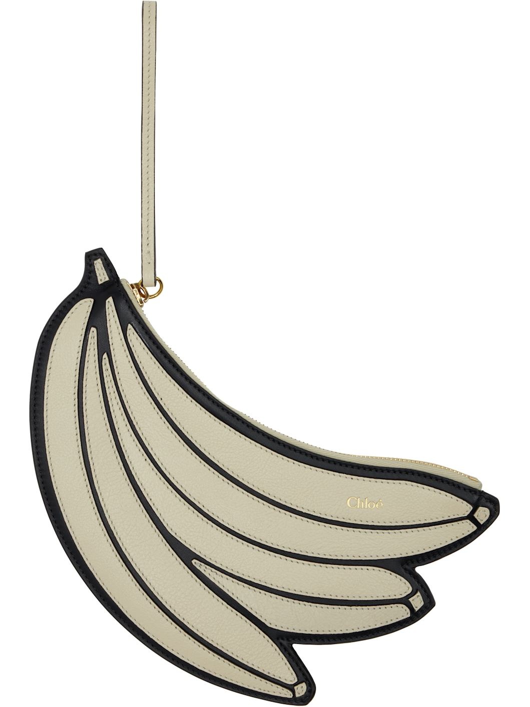 Black & Off-White Banana Flat Pouch - 1