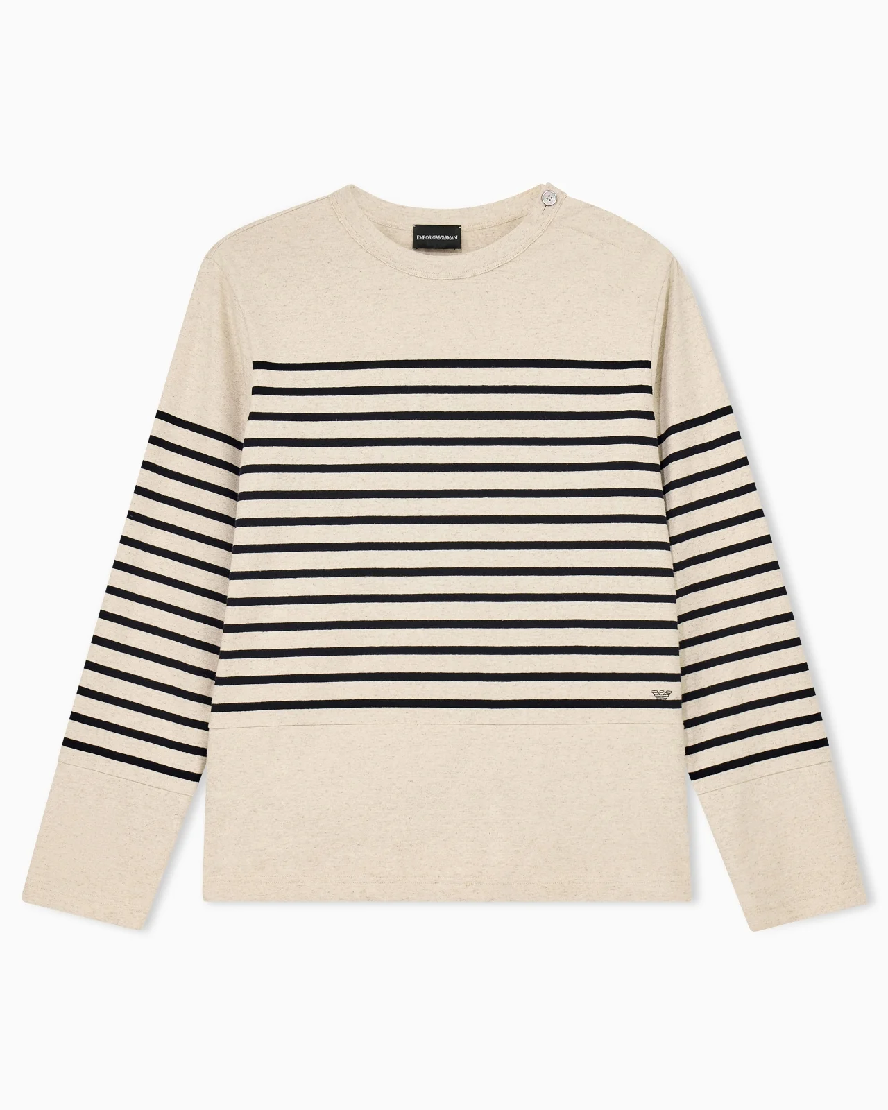 JUMPER IN STRIPED COTTON JERSEY WITH SHOULDER BUTTON - 1
