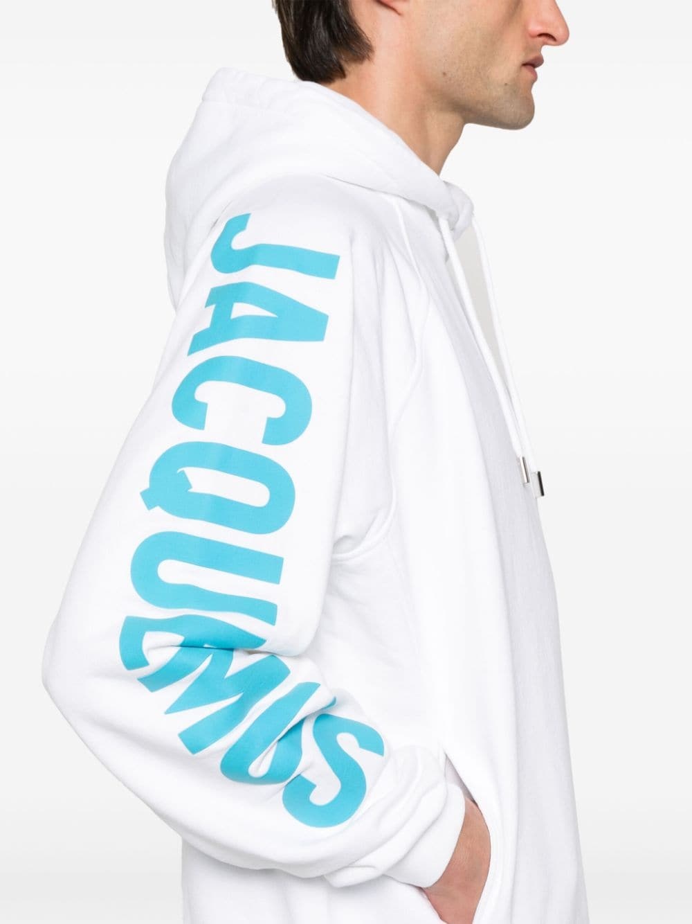 raised-logo cotton hoodie - 5