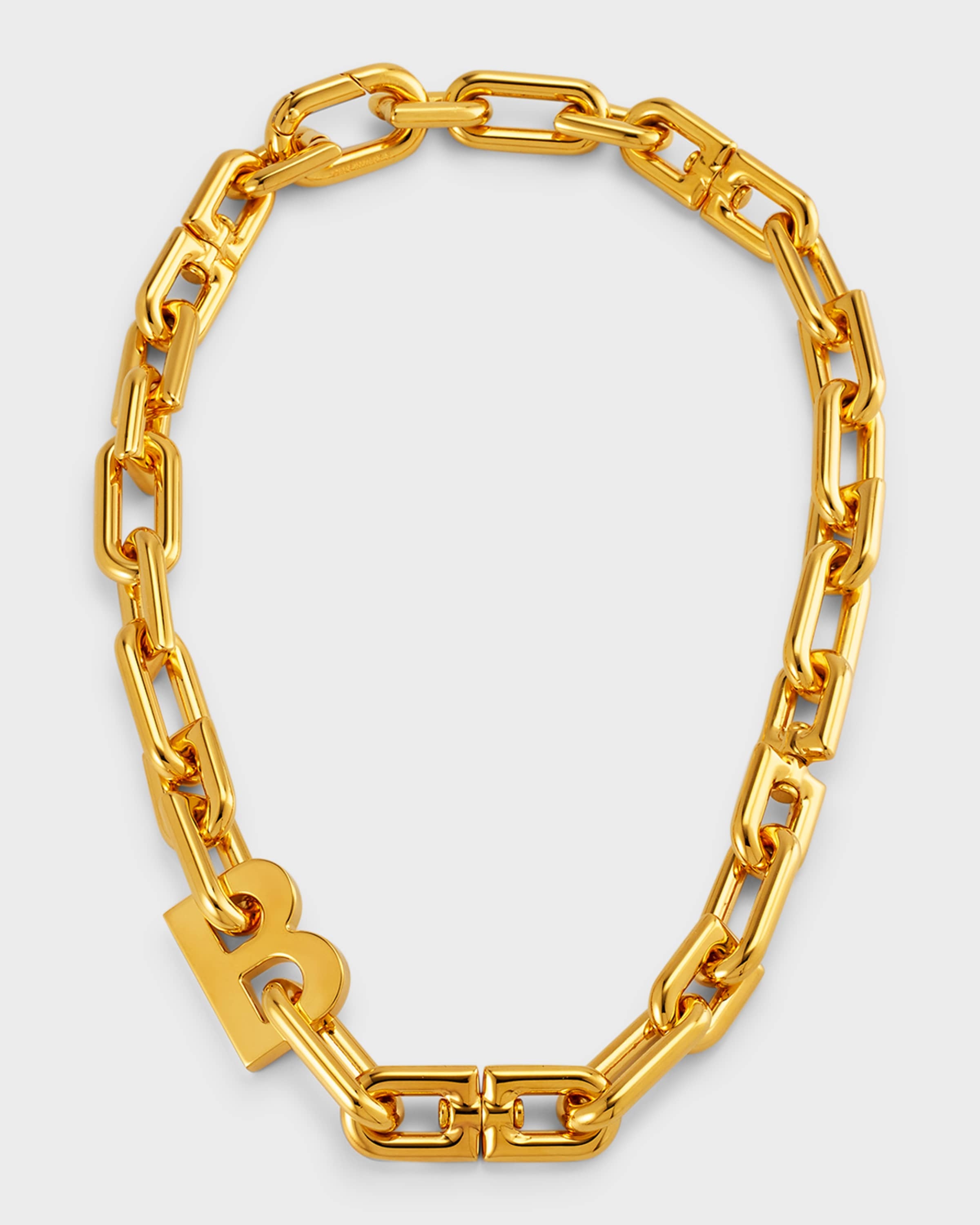 B Chain Thin Necklace, Golden - 1