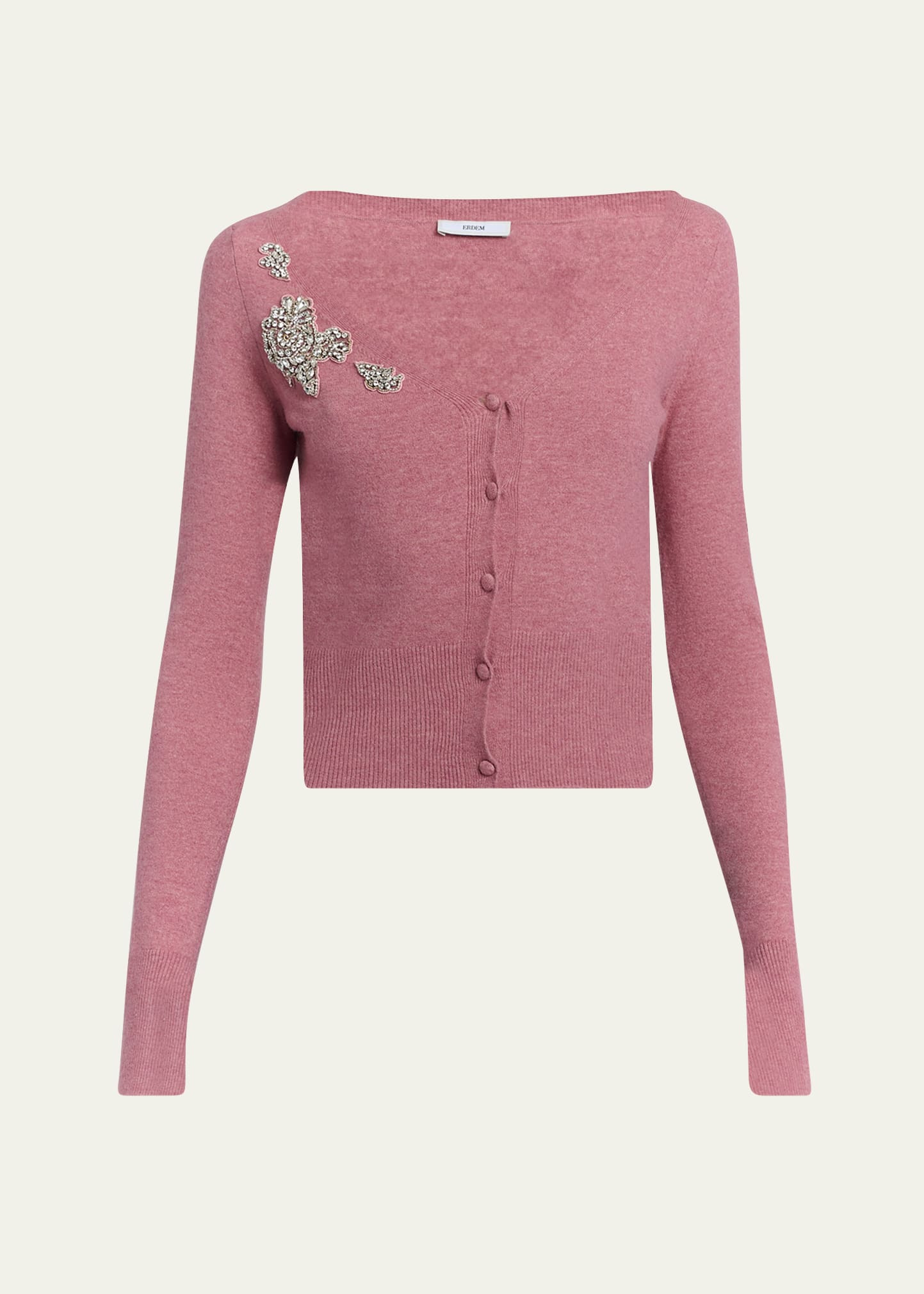 Embellished Cropped V-Neck Cardigan - 1