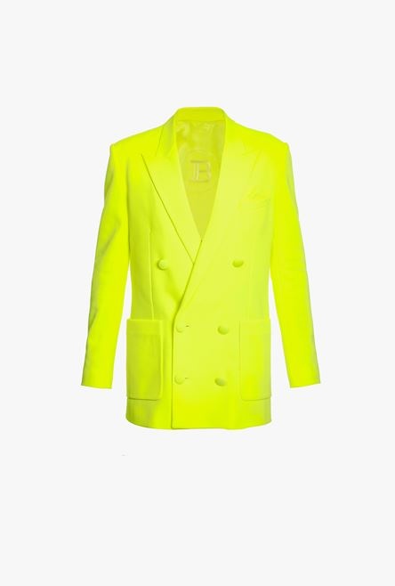 Double-breasted neon yellow blazer - 1