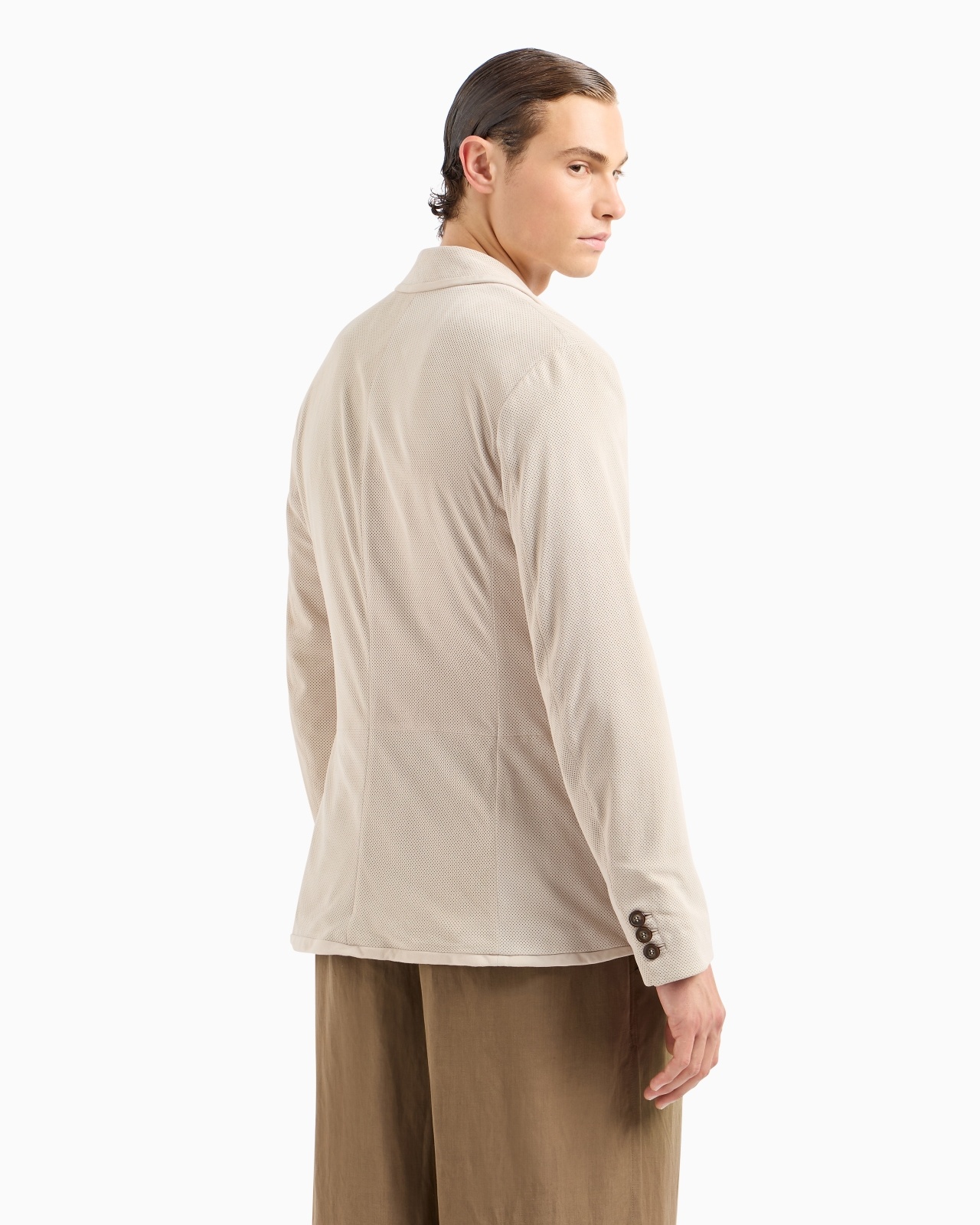 SINGLE-BREASTED JACKET IN PERFORATED SUEDE - 3