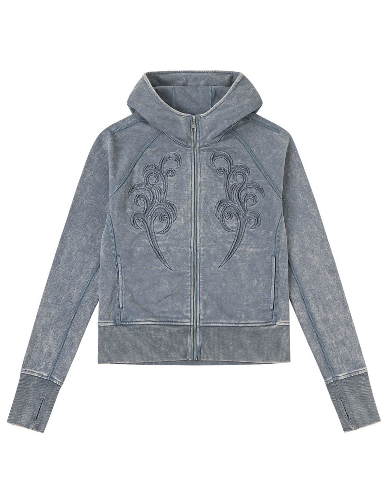 Reversed Fabric Cropped Hoodie 12
