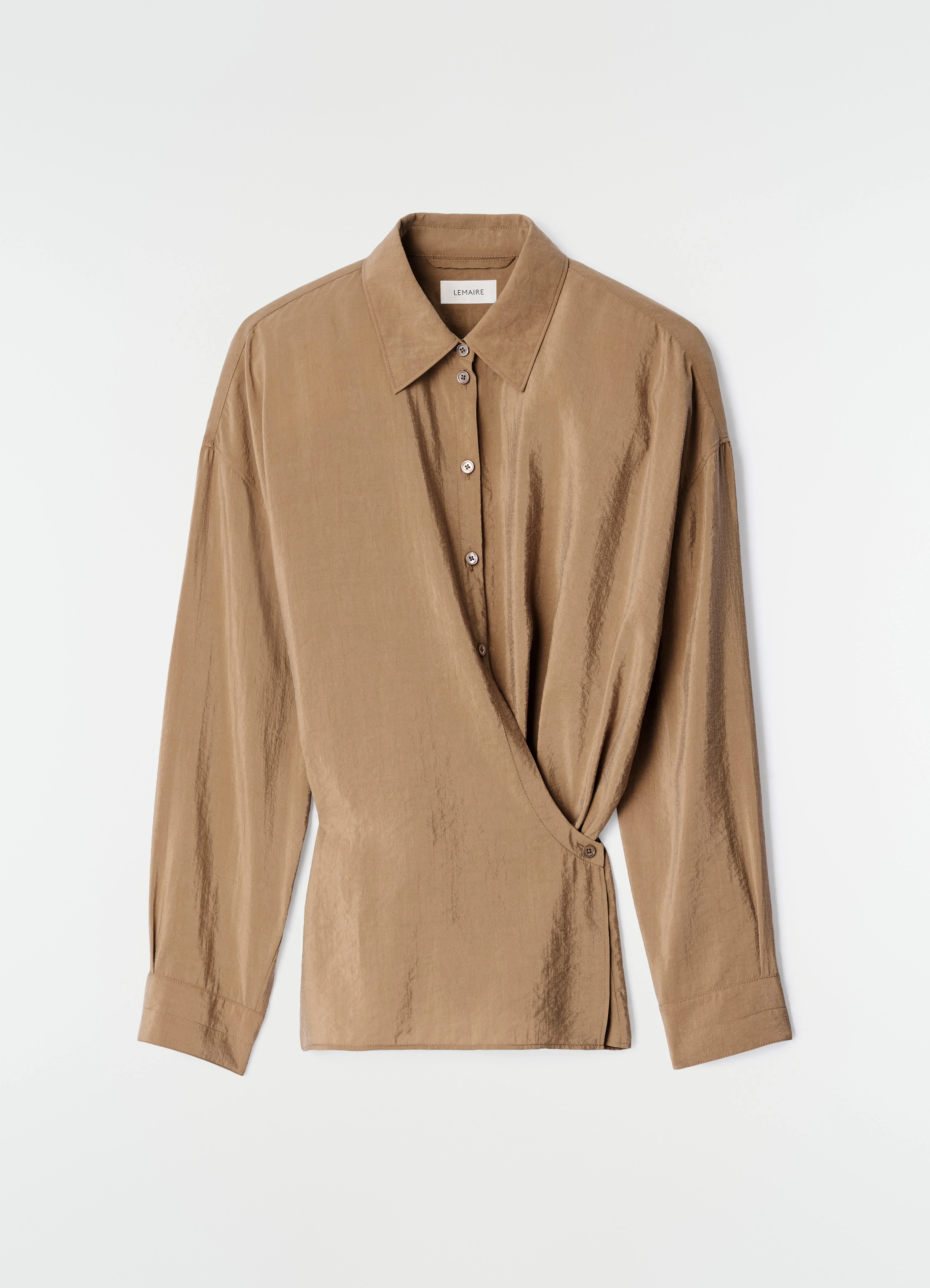 STRAIGHT COLLAR TWISTED SHIRT IN DRY SILK - 1