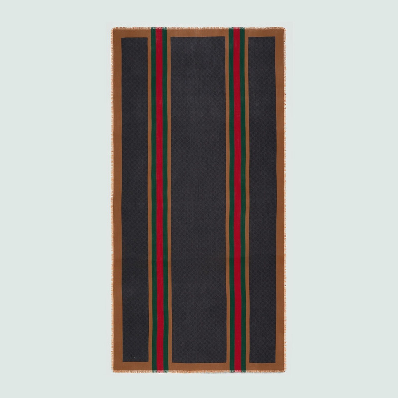 GUCCI Silk wool stole with Web outlook