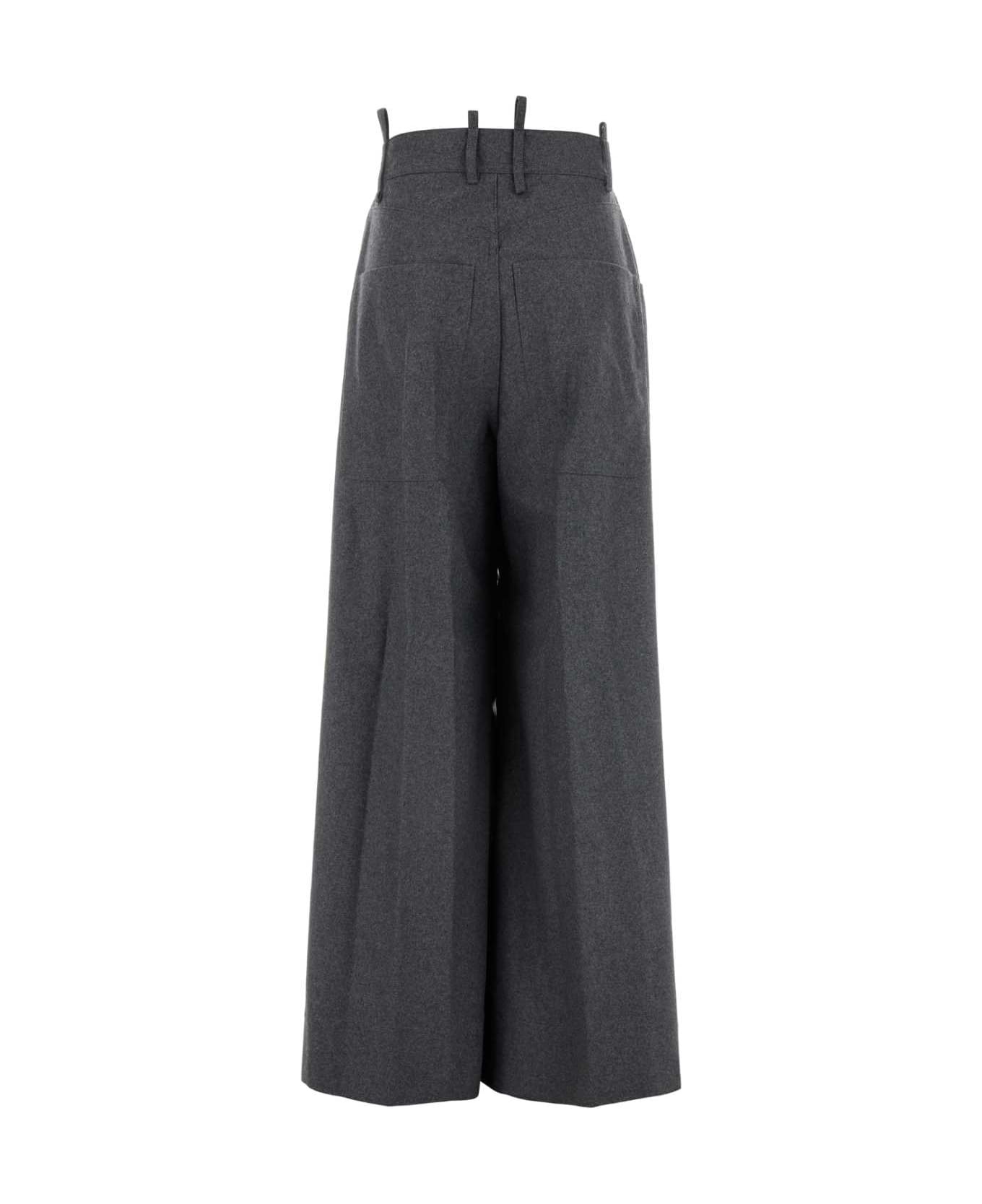 Dark Grey Wool Blend Palazzo Pant - 2