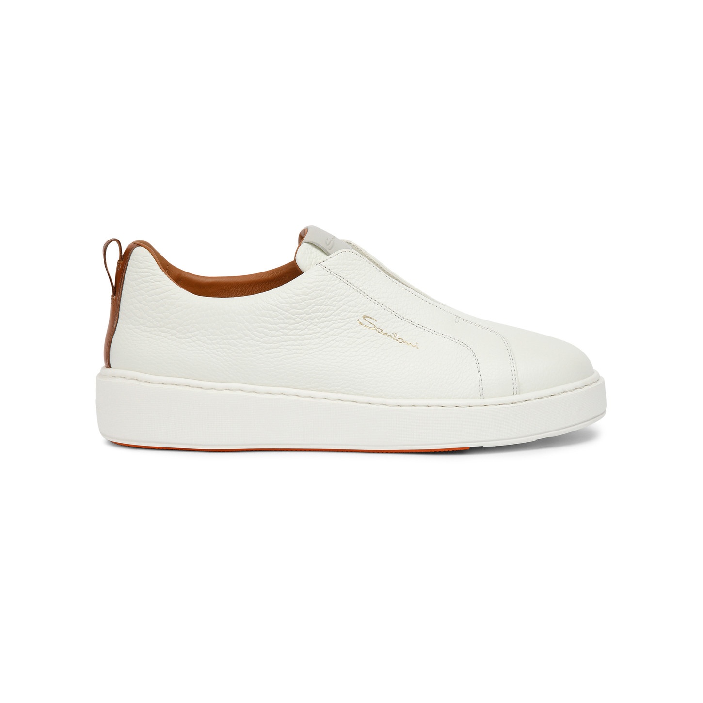 Women's white tumbled leather slip-on sneaker - 1