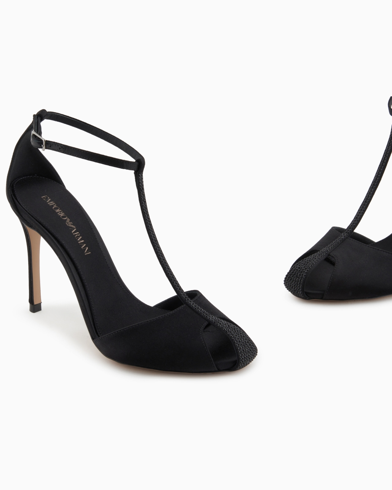 SATIN T-BAR SANDALS WITH RHINESTONES - 5