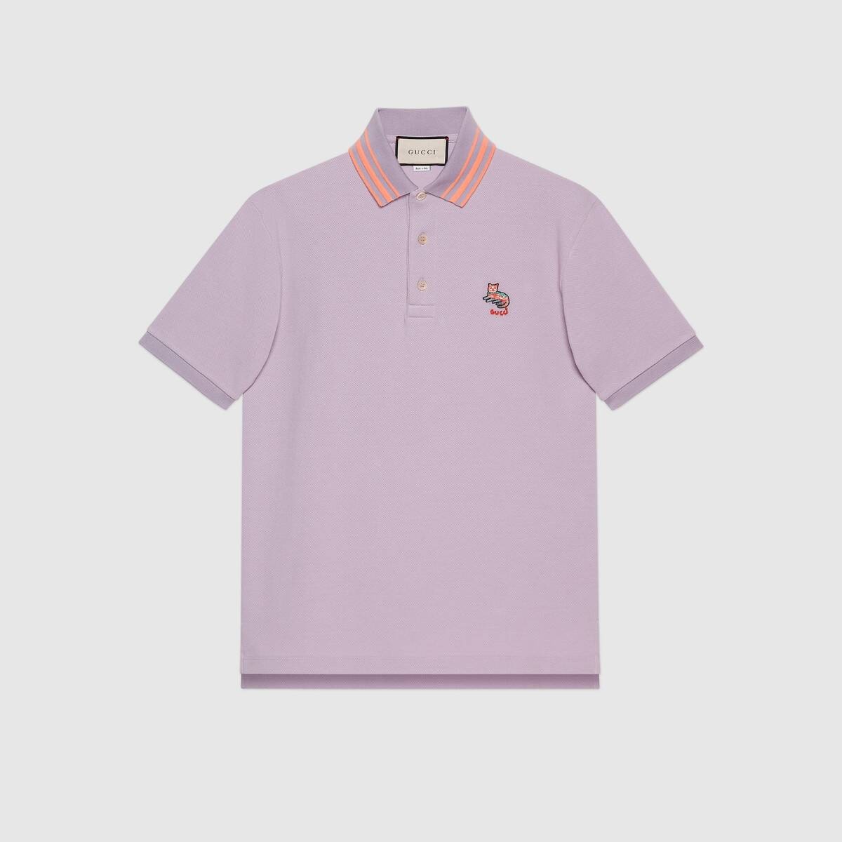 Cotton piquet polo with cat patch - 1