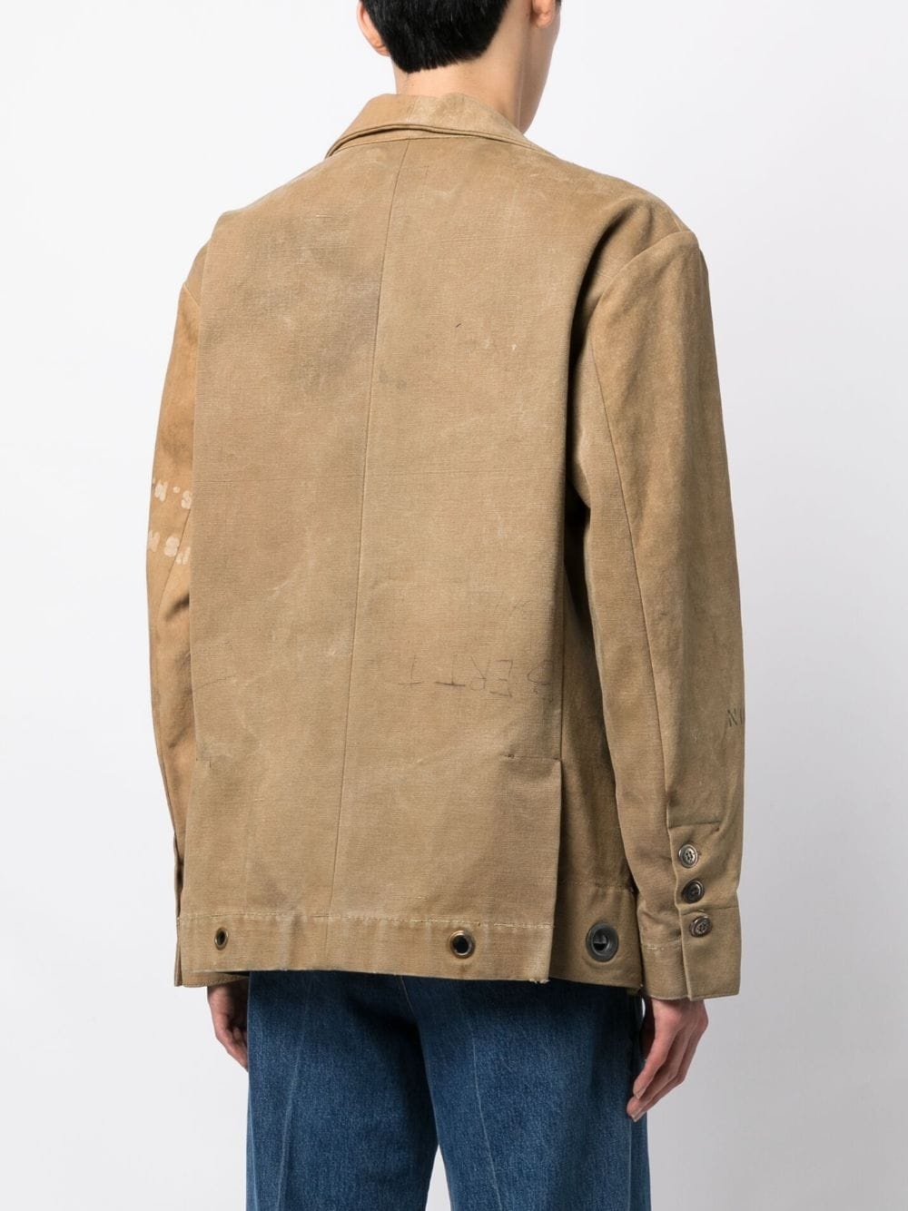 stamp-print double-breasted coat - 4