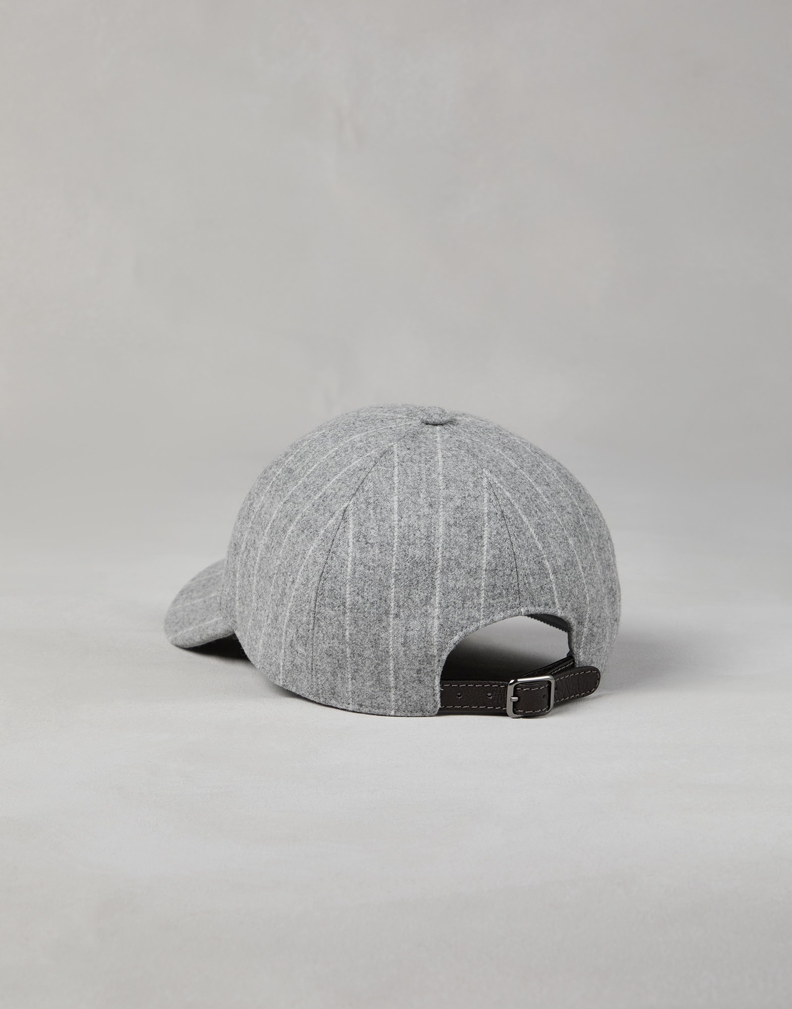 Chalk stripe virgin wool flannel baseball cap with shiny band - 2
