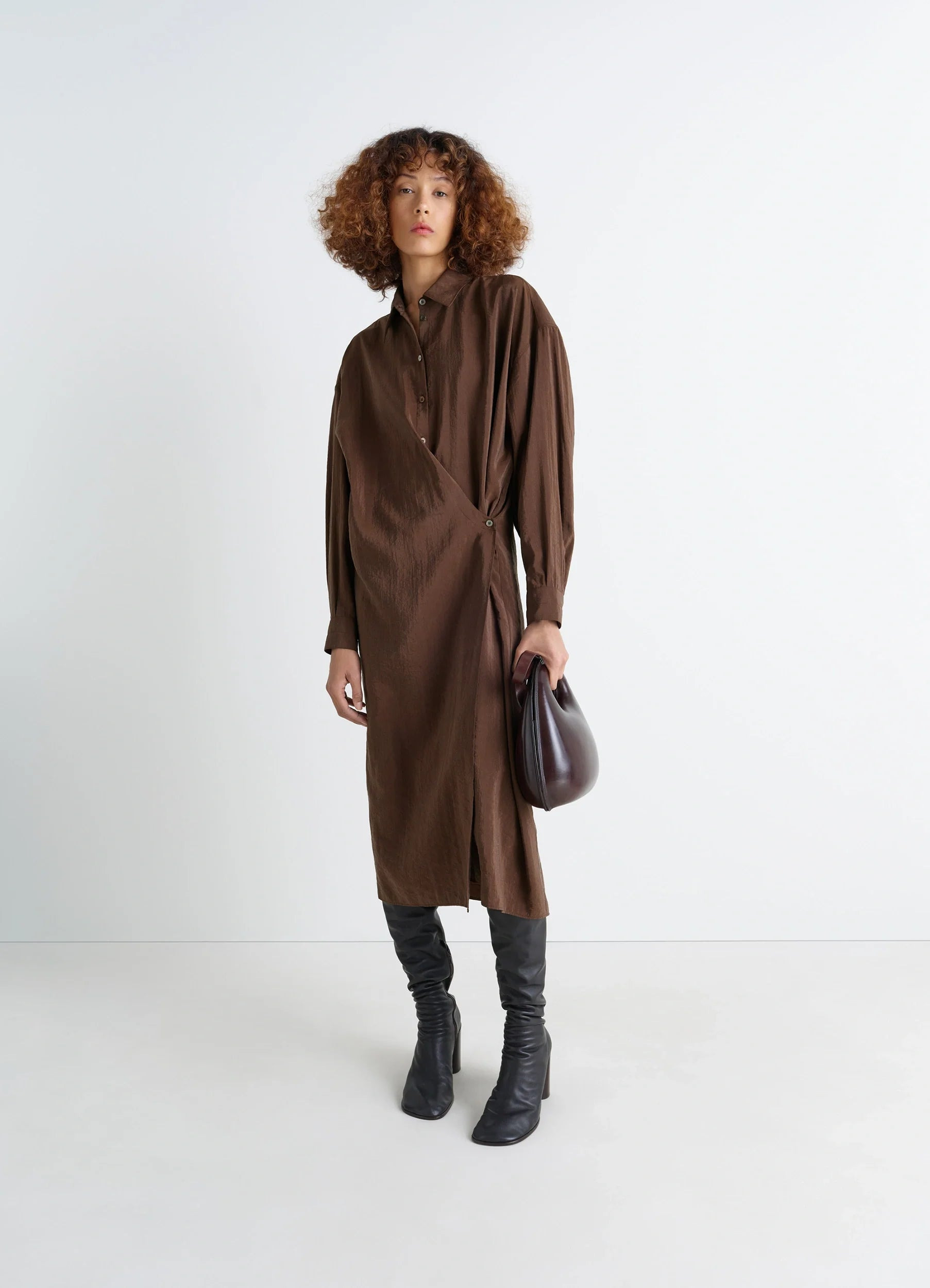 STRAIGHT COLLAR TWISTED DRESS - 2