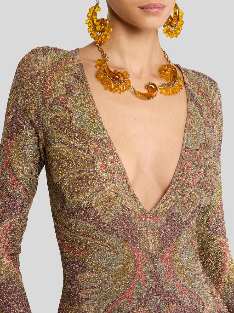LONG JERSEY DRESS WITH FLORAL MOTIF - 2