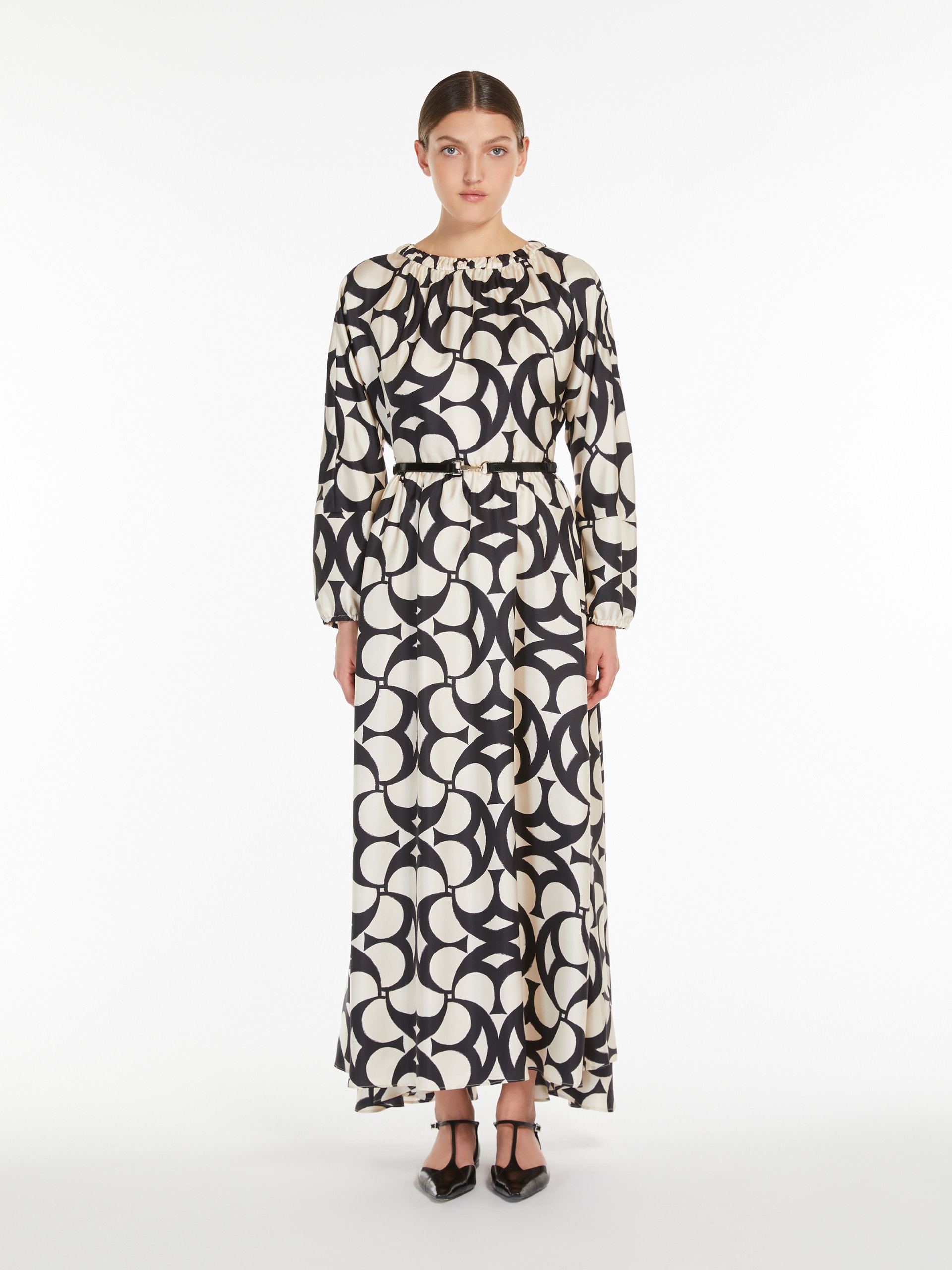 NINA Printed silk flared dress - 3
