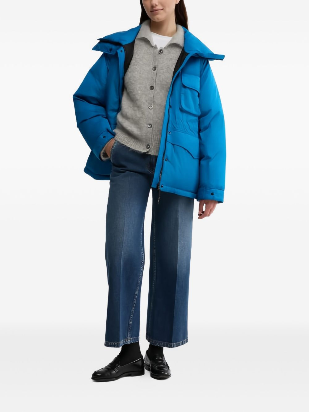 polo-collar cardigan - 2