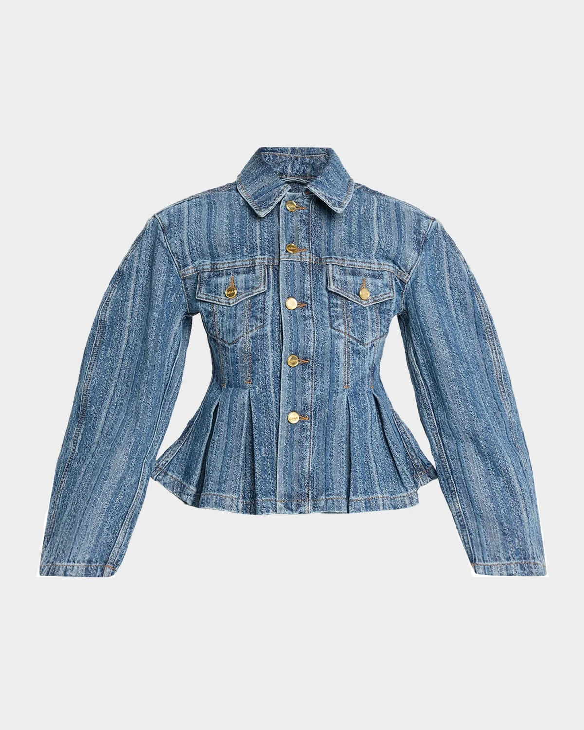 Pleated Stripe Denim Jacket - 1