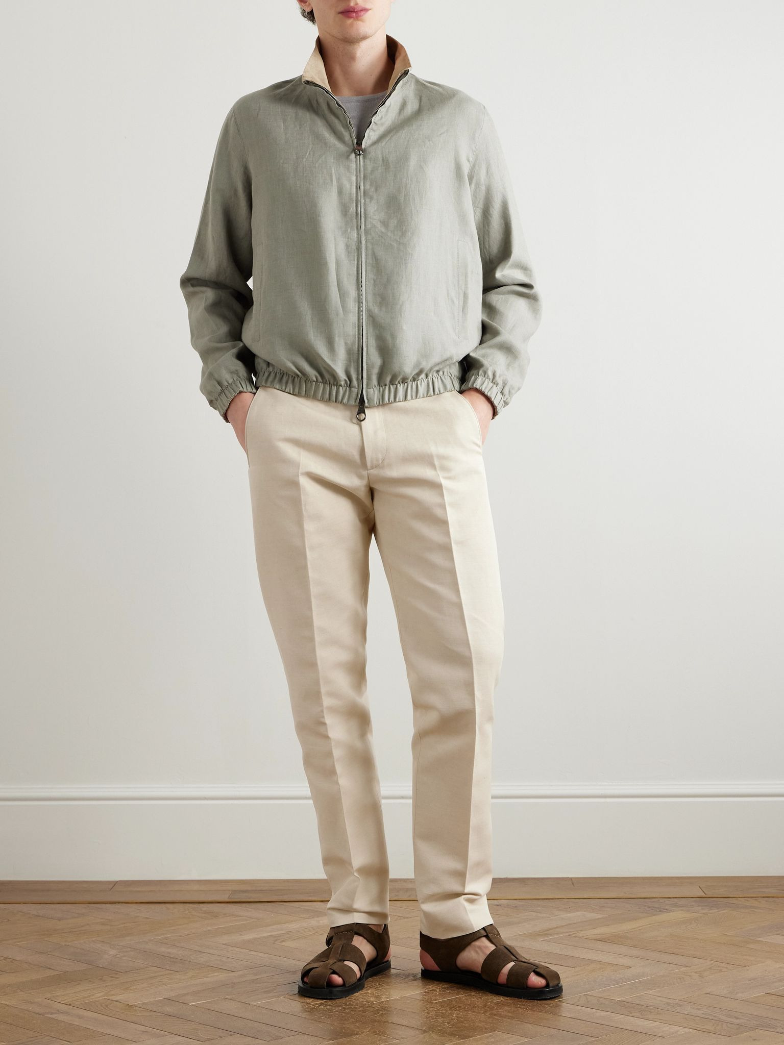 Cedric Tapered Cotton and Linen-Blend Canvas Trousers Beige - 2