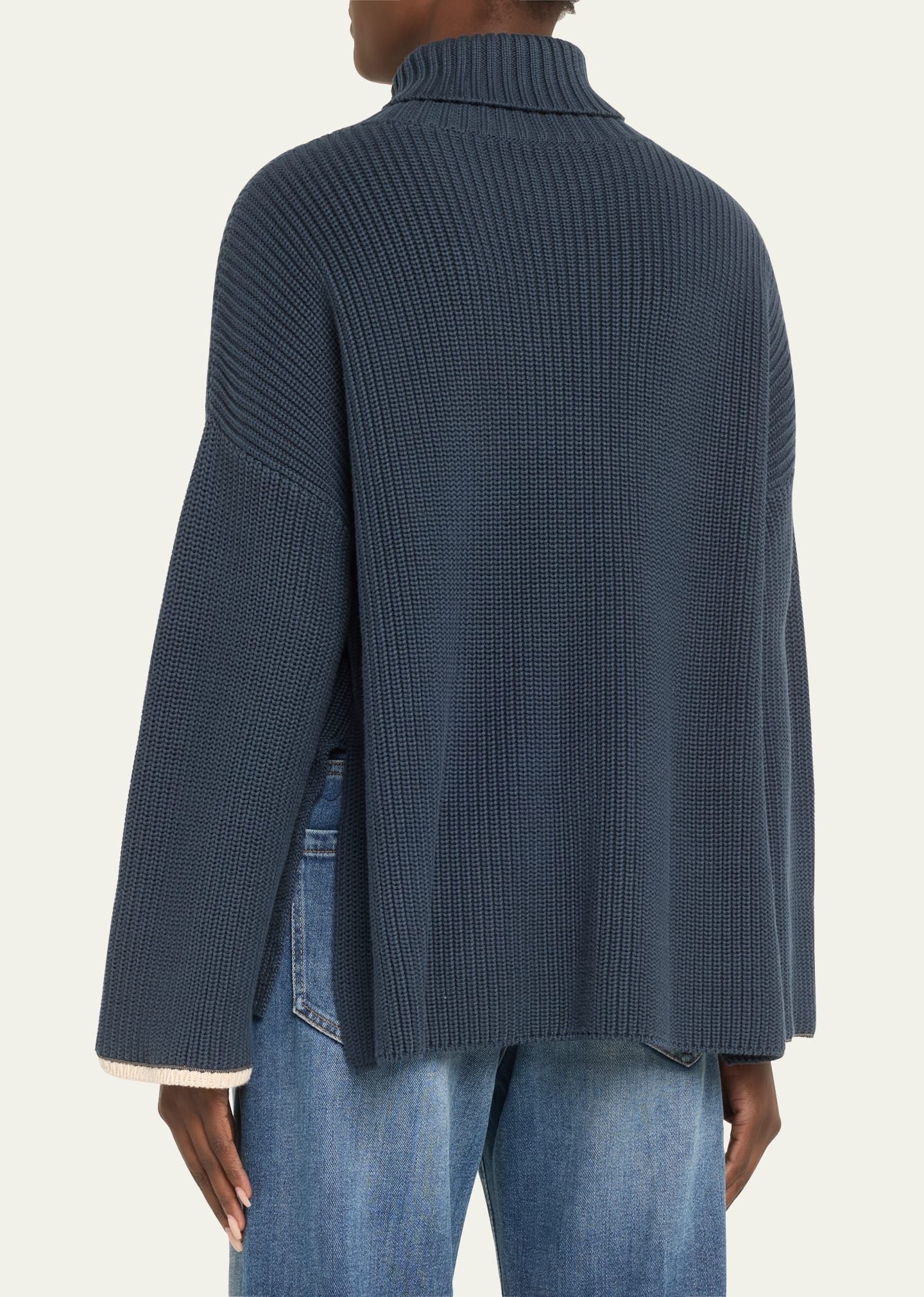 Exaggerated-Sleeve Ribbed Turtleneck Sweater - 3