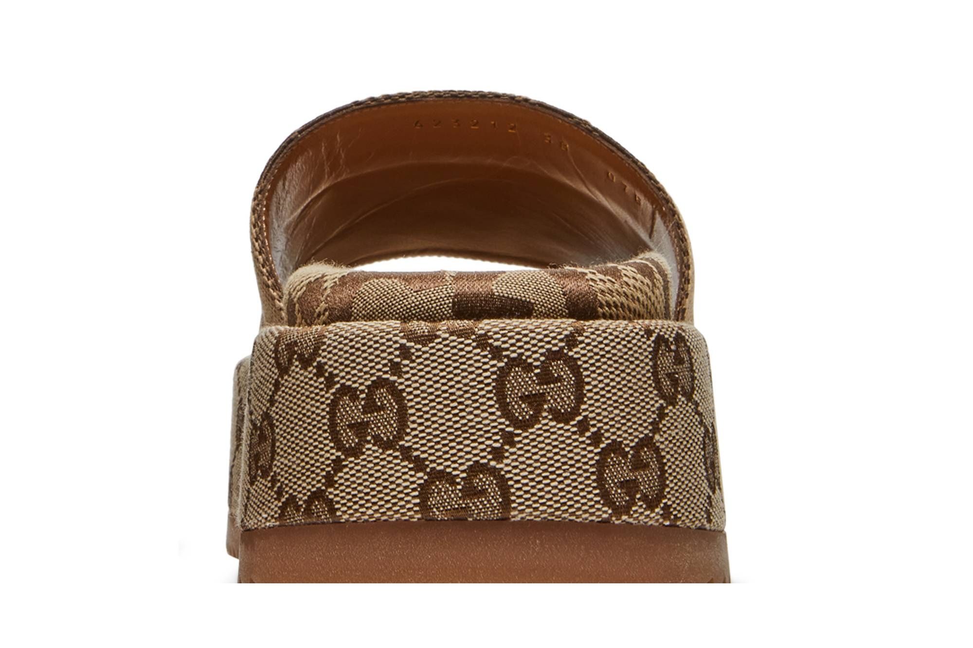 Gucci Wmns GG Lame Platform Slide Sandal 'Camel Monogram' - 7