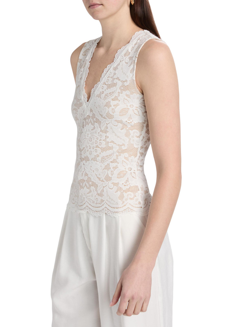 Women's Leila Floral Stretch-Lace Tank - White Beige 4