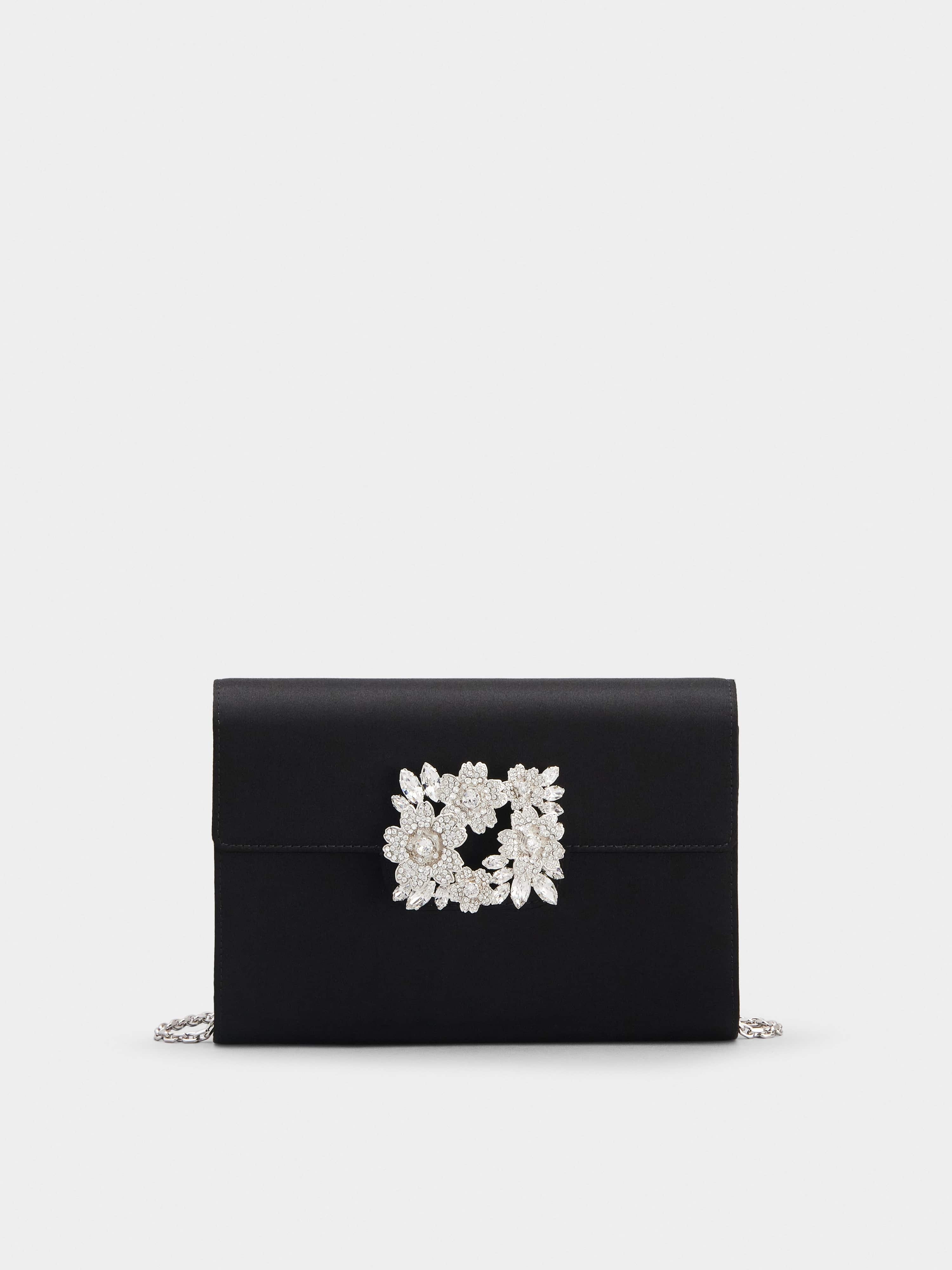 RV Bouquet Strass Buckle Mini Clutch Bag in Satin - 1