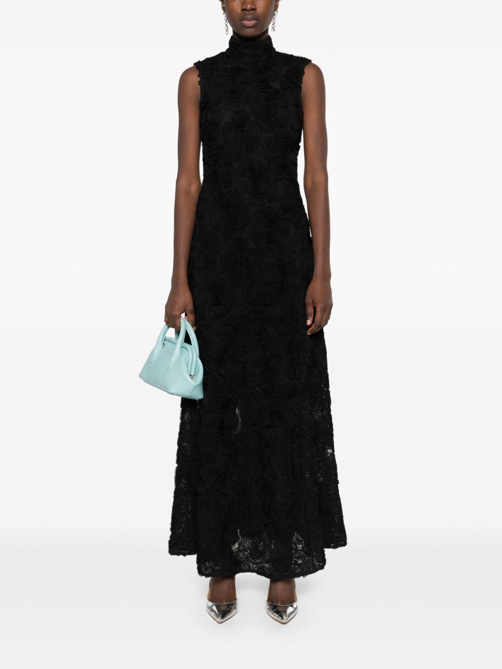 flower-mesh maxi dress - 2