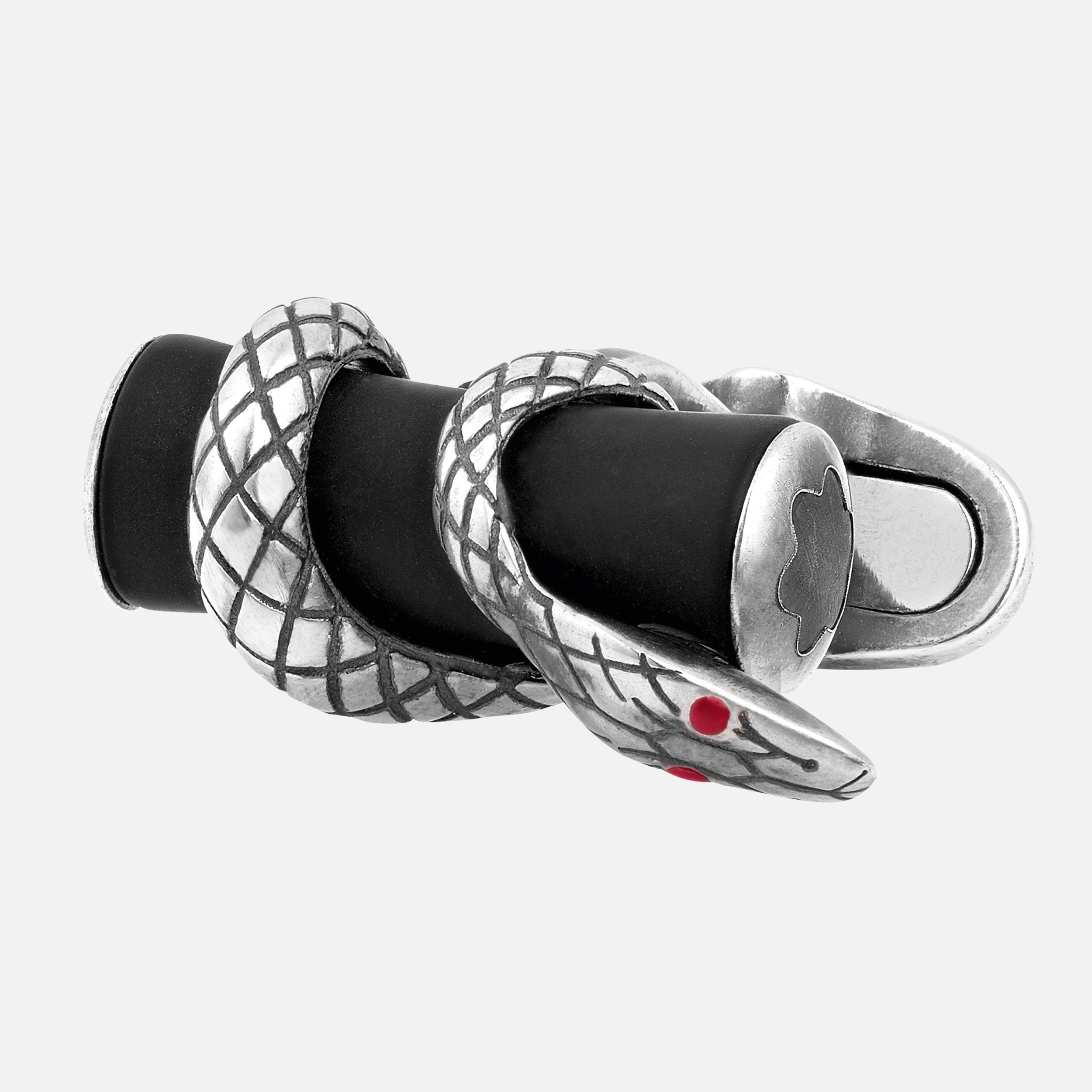 Cufflinks, bar in silver with serpent detail and black ruthenium finish - 2