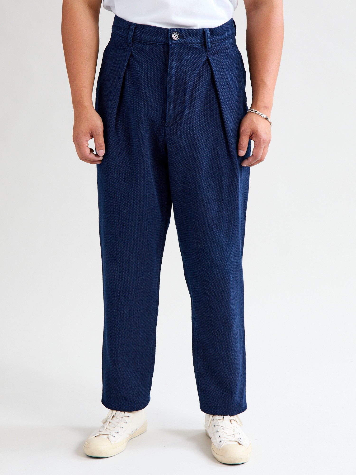 Double Cloth Sashiko Trousers in Hand Dyed Indigo - 2