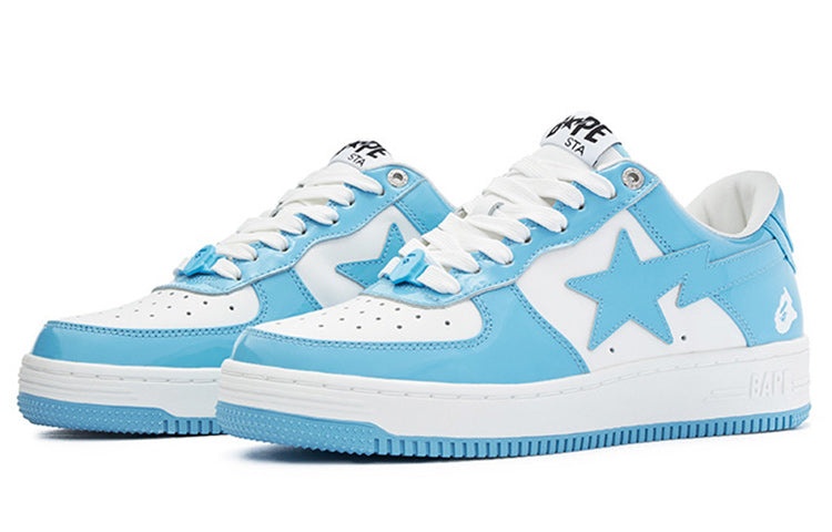 A BATHING APE Bape Sta Patent Leather 'White Blue ' 1I70-191-002-BLUE - 2