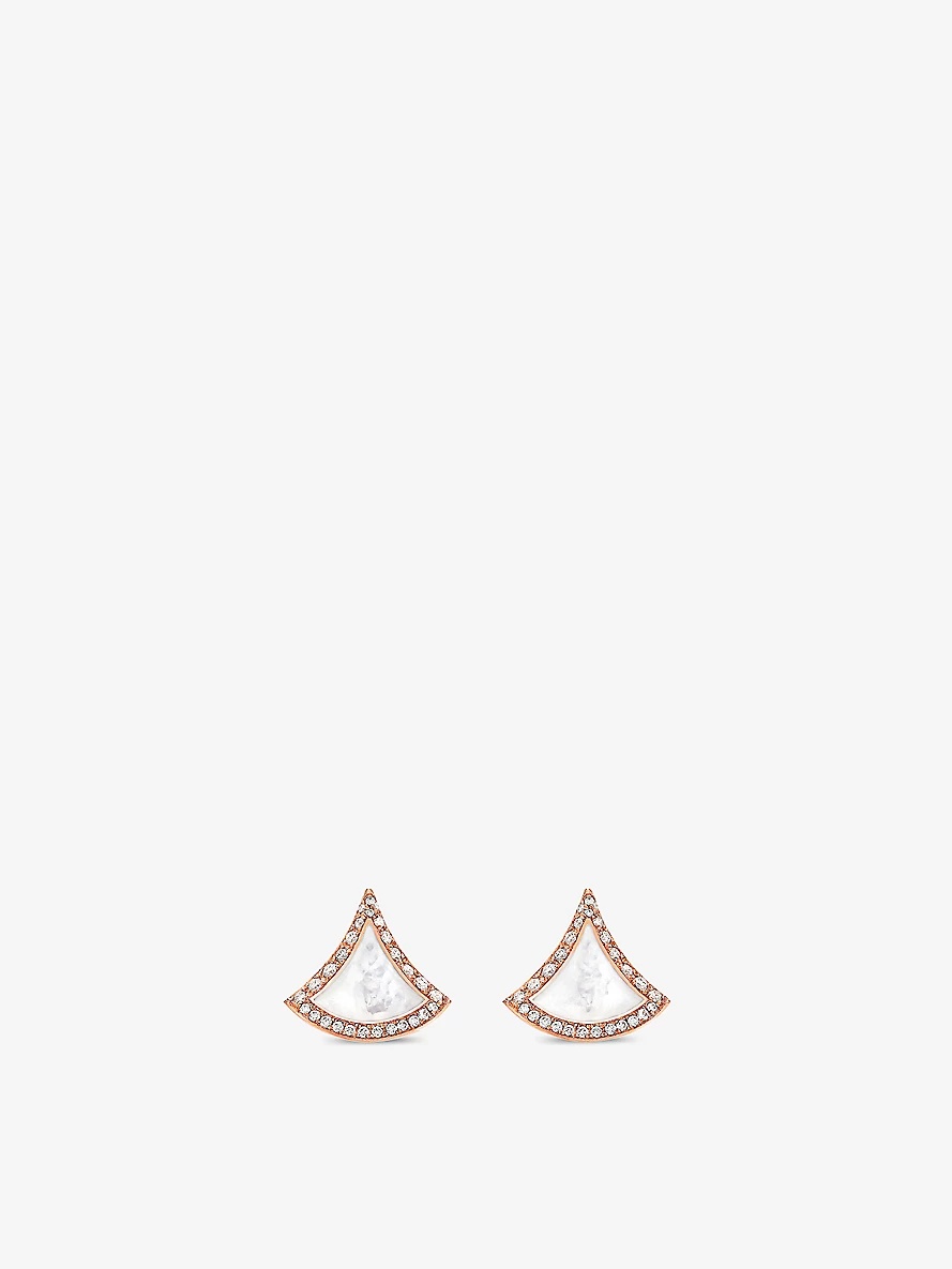 Divas’ Dream 18ct rose-gold, 0.1ct diamond and mother-of-pearl earrings - 1
