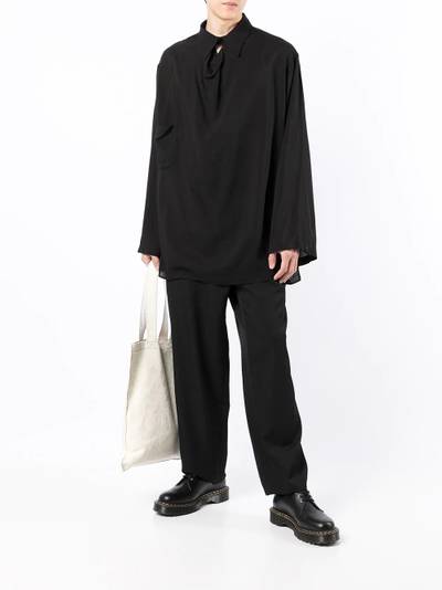 Yohji Yamamoto drawstring-waist wool straight-leg trousers outlook