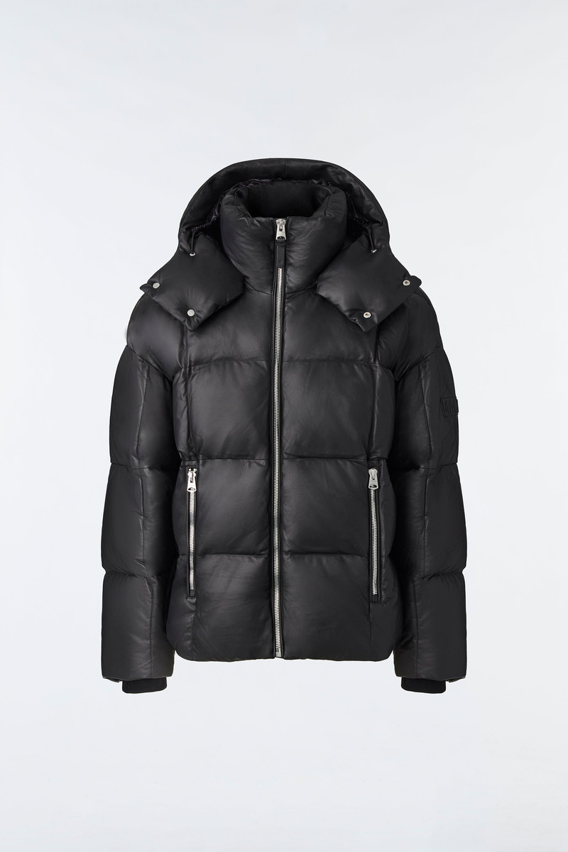 MIKKO (R) Leather down jacket with removable hood 1