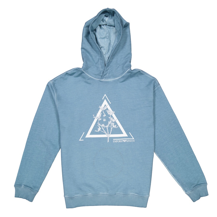 Emporio Armani Blue Graphic Print Hooded Sweatshirt - 4