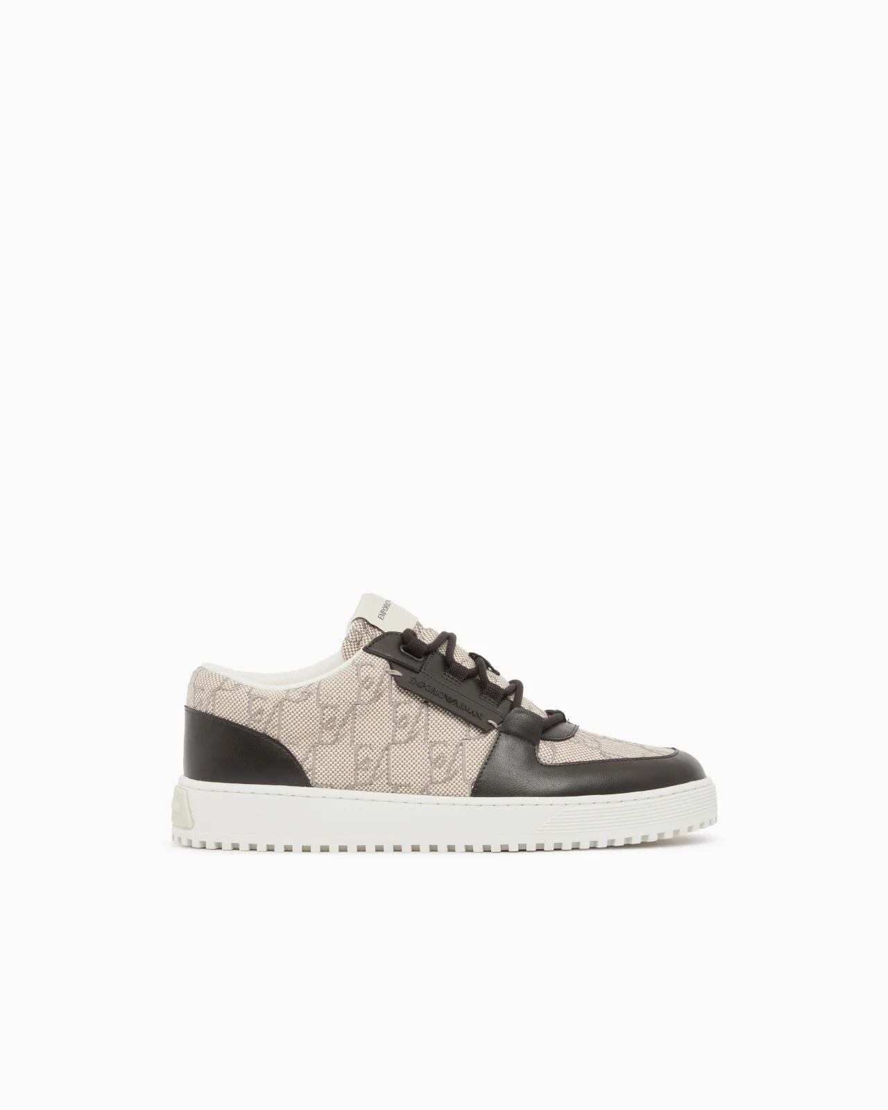 SNEAKERS IN CANVAS AND LEATHER WITH AN ALL-OVER LOGO PATTERN - 1