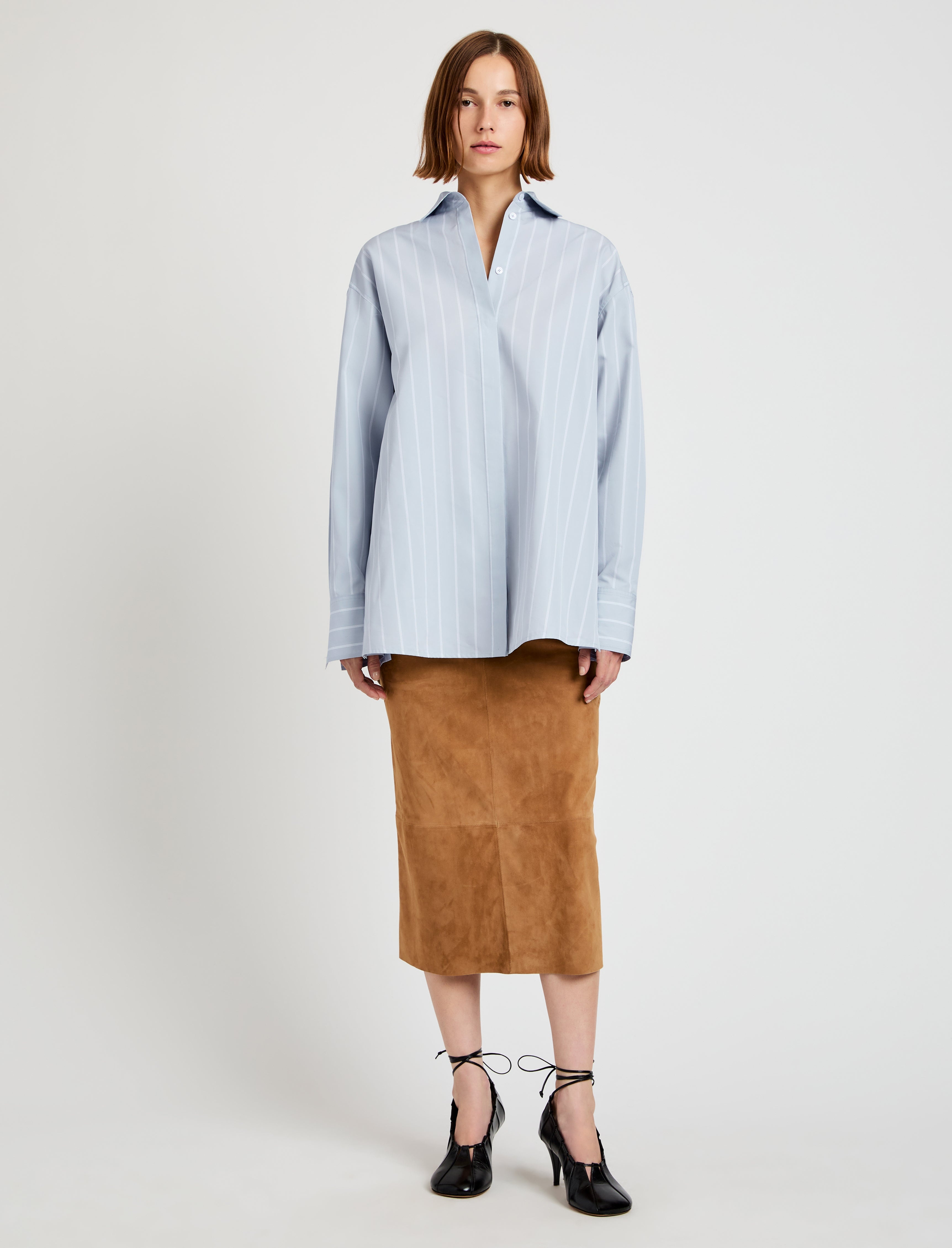 Addy Top in Stripe Cotton Silk Poplin - 7
