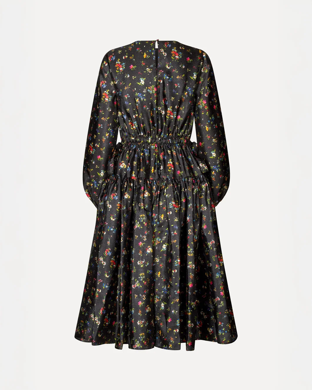 WAIST TIE RUFFLE MIDI DRESS - MAGNOLIA GARDEN - 4