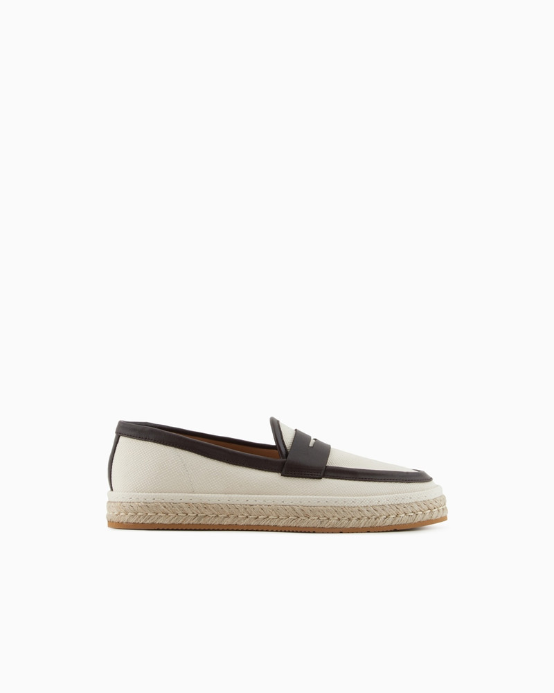 CANVAS AND NAPPA LEATHER LOAFERS WITH A ROPE SOLE 1