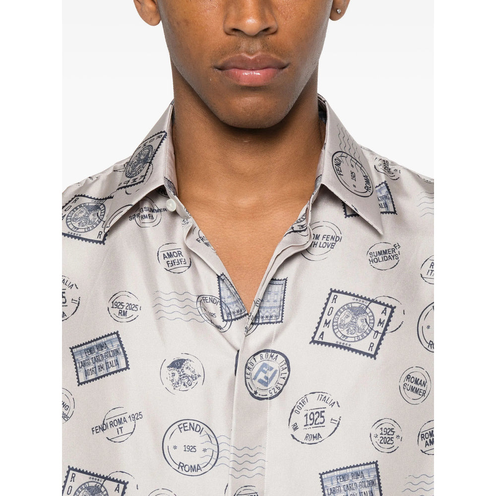 Fendi Grey Shirts Men - 4