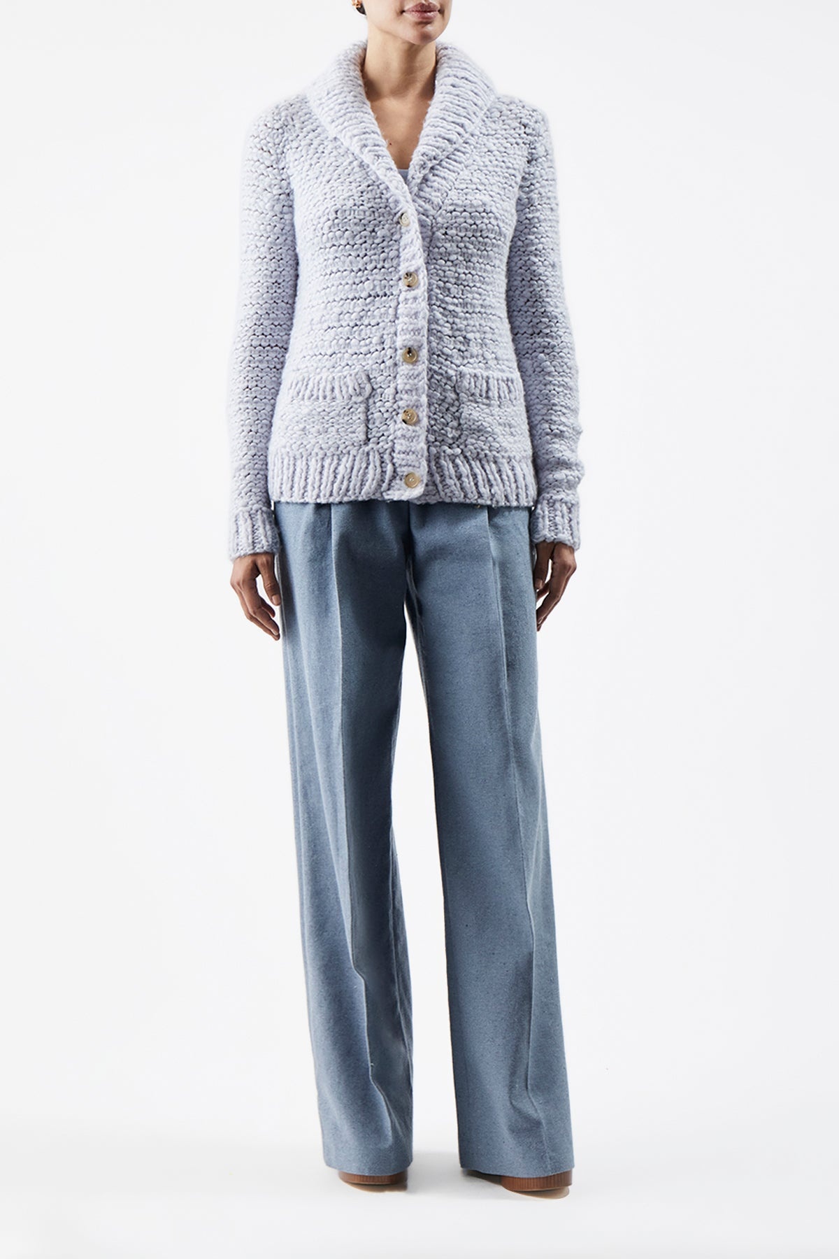Moses Knit Cardigan in Halogen Blue Welfat Cashmere - 3