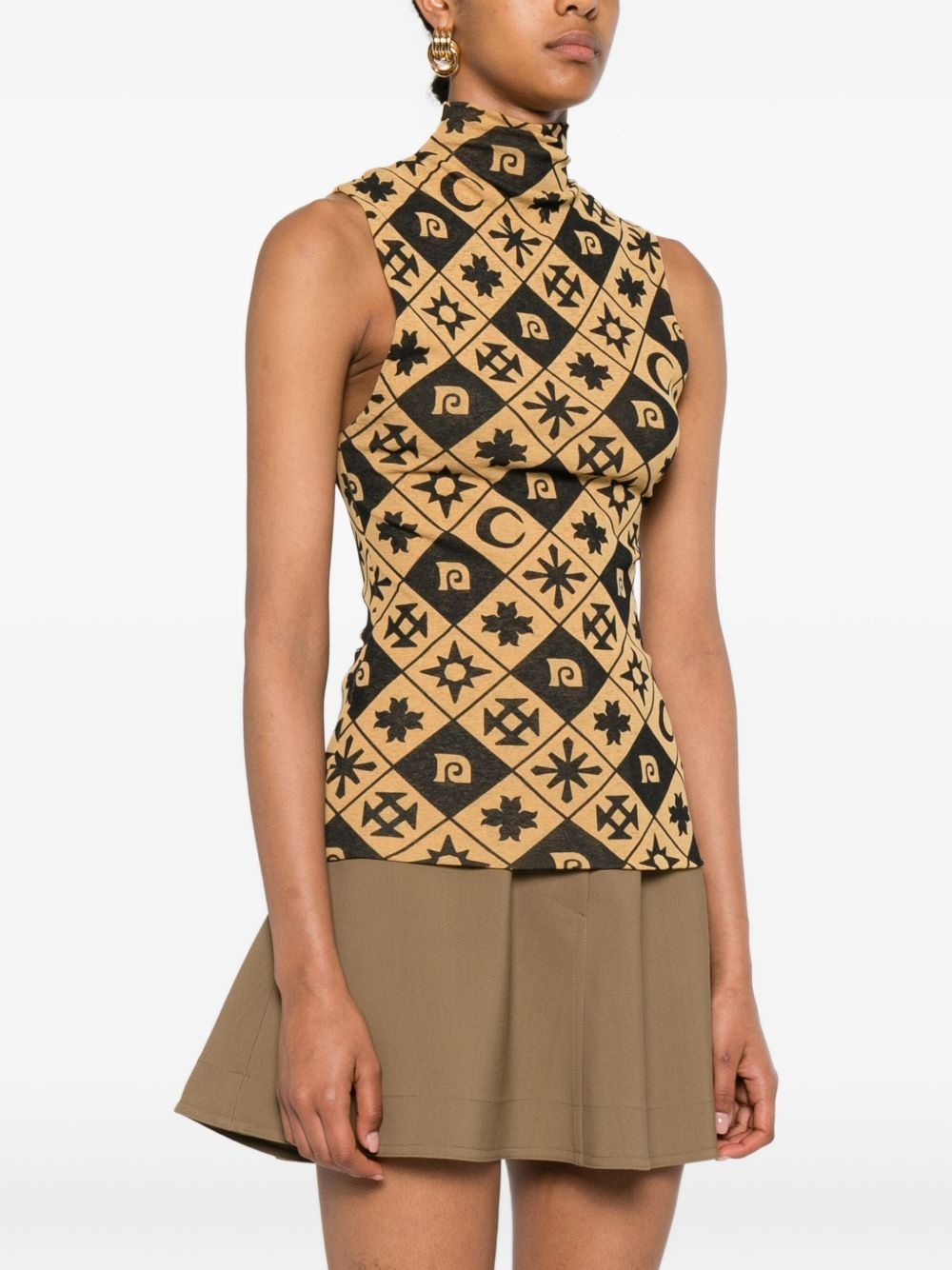 geometric-pattern sleeveless top - 3