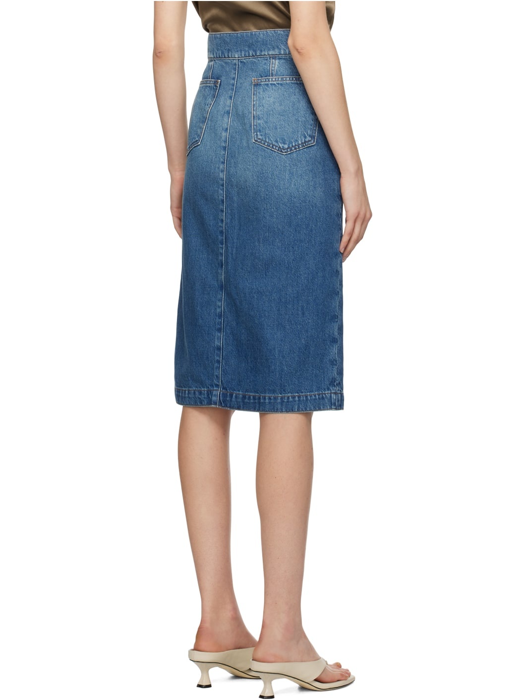 Blue 'The Vent Front' Denim Midi Skirt - 3
